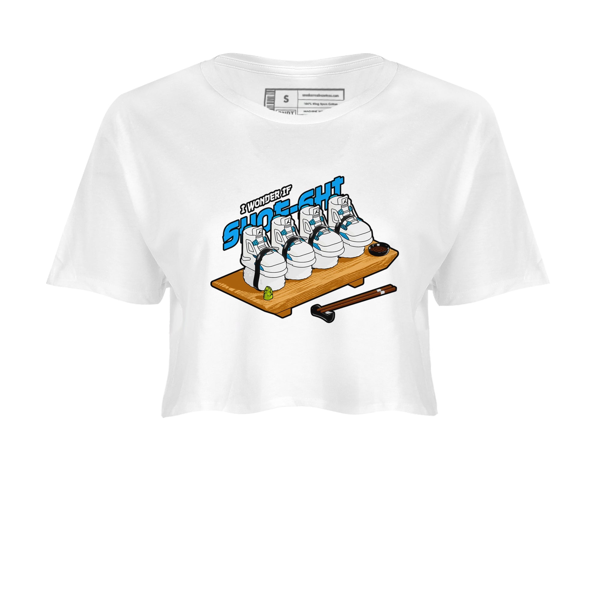 Air Jordan 4 Industrial Blue shirt to match jordans Shoe-Shi sneaker tees Air Jordan 4 Military Blue Drip Gear Zone White 2 crop length shirt