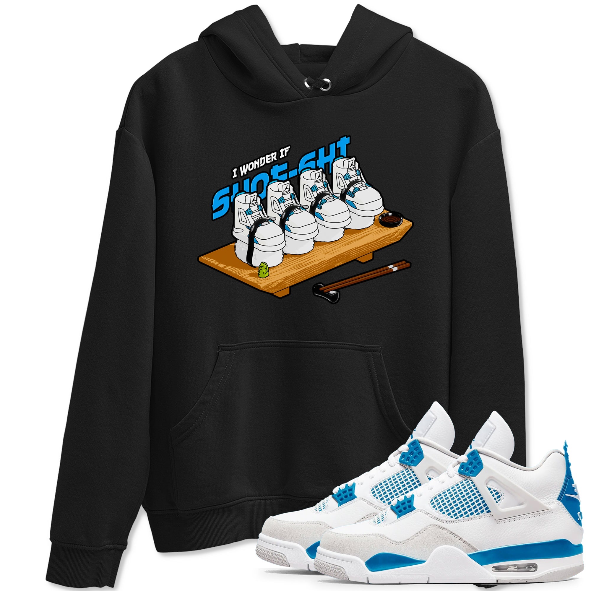 Air Jordan 4 Industrial Blue shirt to match jordans Shoe-Shi sneaker tees Air Jordan 4 Military Blue Drip Gear Zone unisex cotton Black 1 crew neck shirt