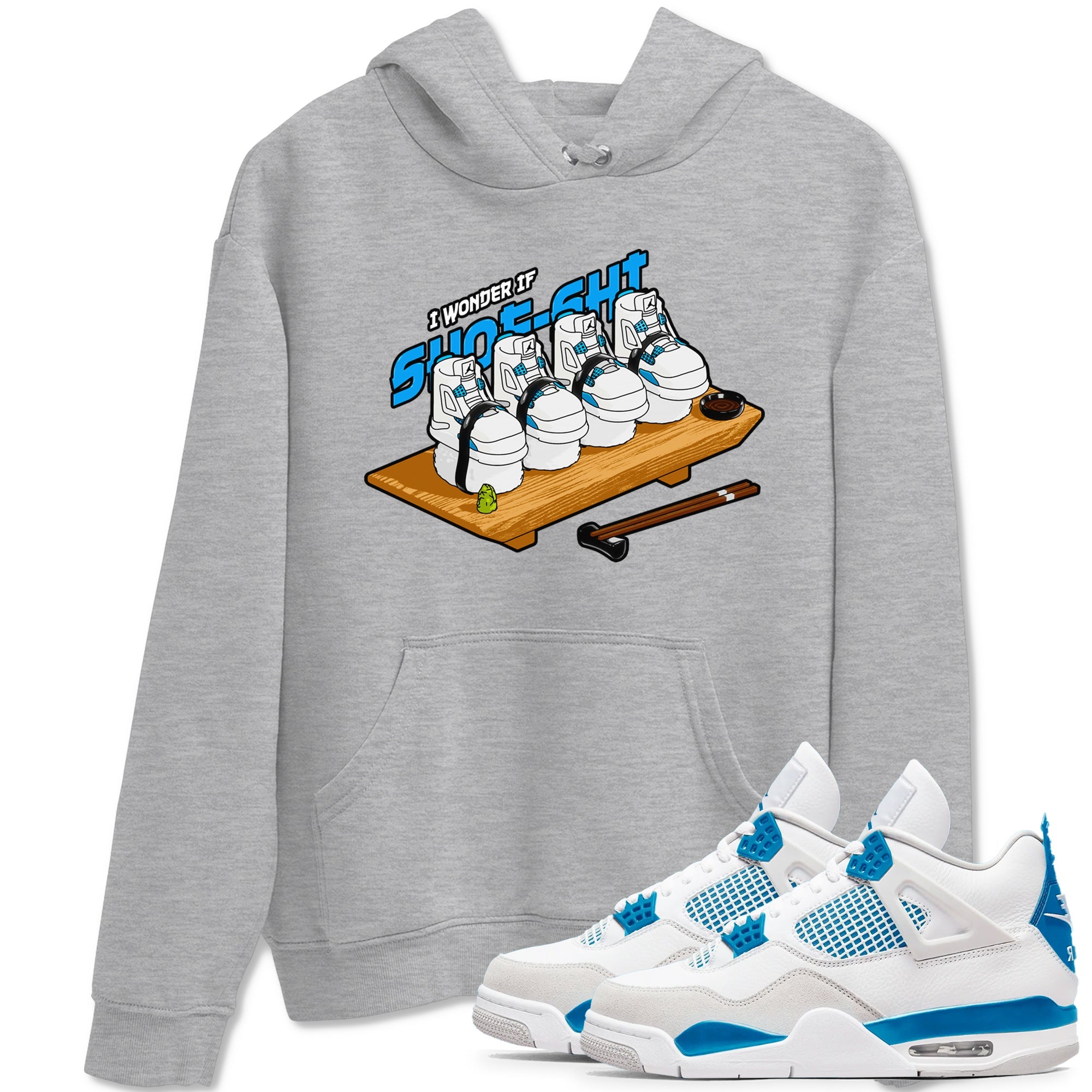 Air Jordan 4 Industrial Blue shirt to match jordans Shoe-Shi sneaker tees Air Jordan 4 Military Blue Drip Gear Zone unisex cotton Heather Grey 1 crew neck shirt
