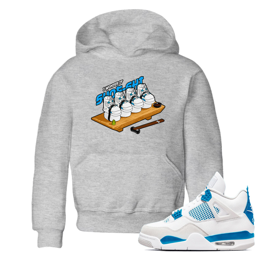 Air Jordan 4 Industrial Blue shirt to match jordans Shoe-Shi sneaker tees Air Jordan 4 Military Blue Drip Gear Zone baby toddler Heather Grey 1 cotton Shirt
