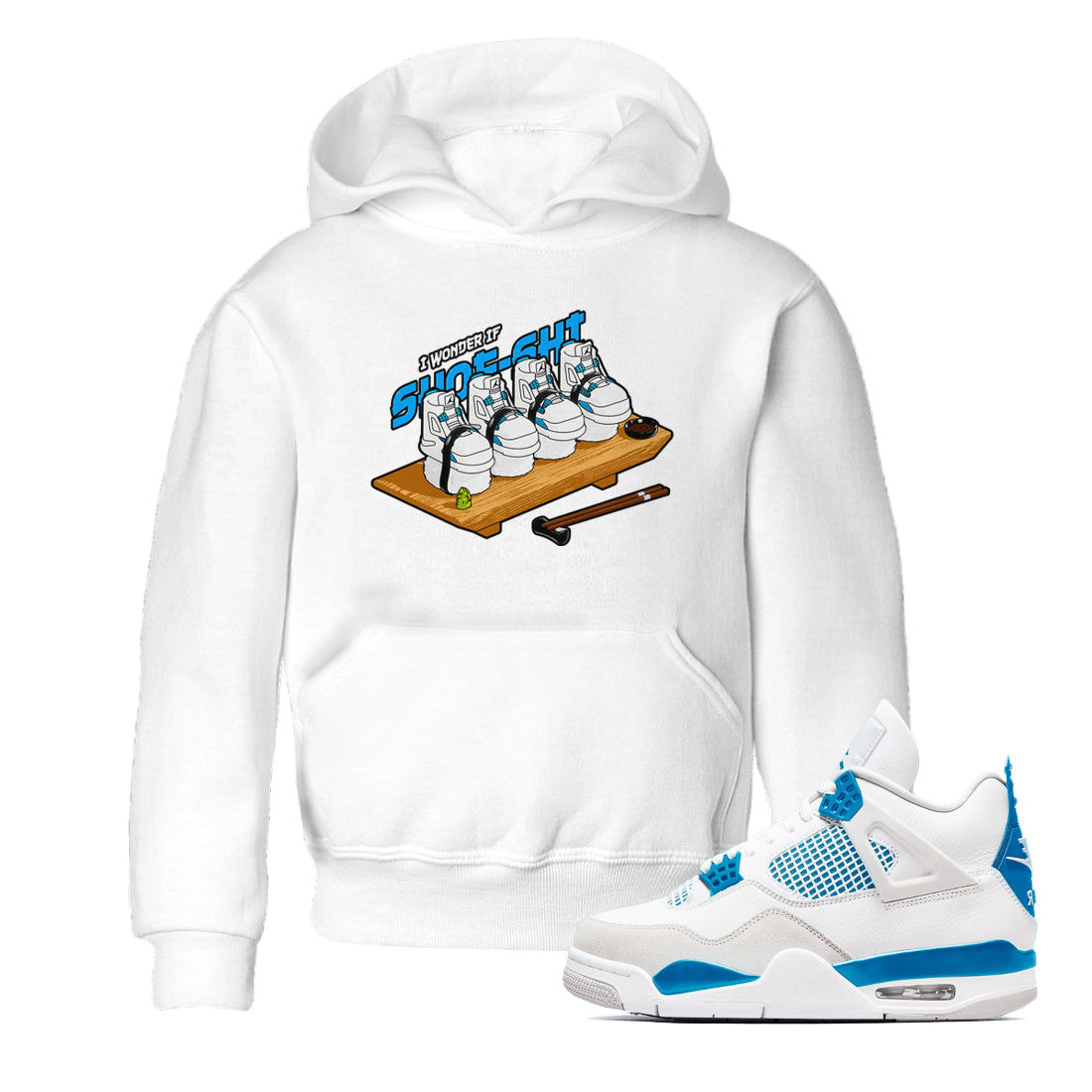 Air Jordan 4 Industrial Blue shirt to match jordans Shoe-Shi sneaker tees Air Jordan 4 Military Blue Drip Gear Zone baby toddler White 1 cotton Shirt