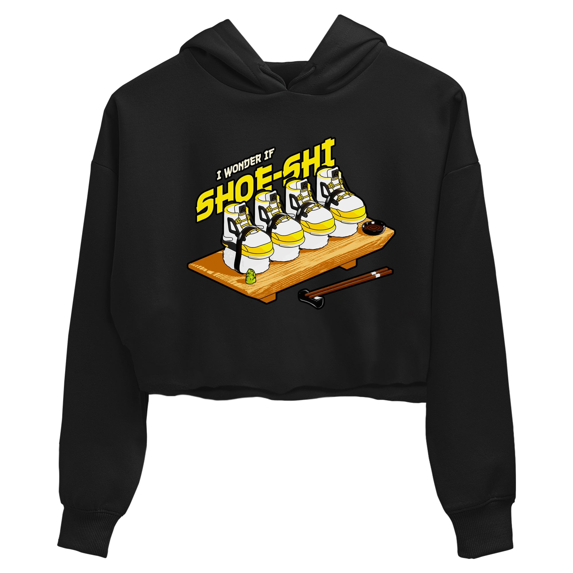 AJ4 Vivid Sulfur shirt to match jordans Shoe-Shi sneaker tees Air Jordan 4 Vivid Sulfur Drip Gear Zone Black 2 crop length shirt