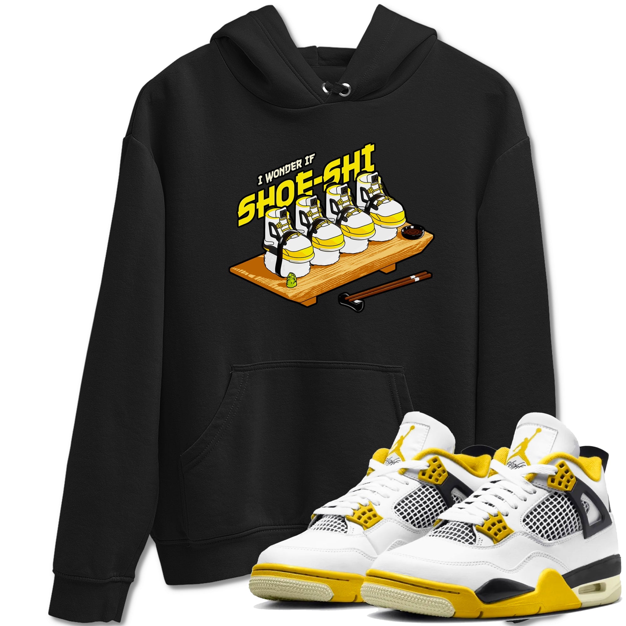 AJ4 Vivid Sulfur shirt to match jordans Shoe-Shi sneaker tees Air Jordan 4 Vivid Sulfur Drip Gear Zone unisex cotton Black 1 crew neck shirt