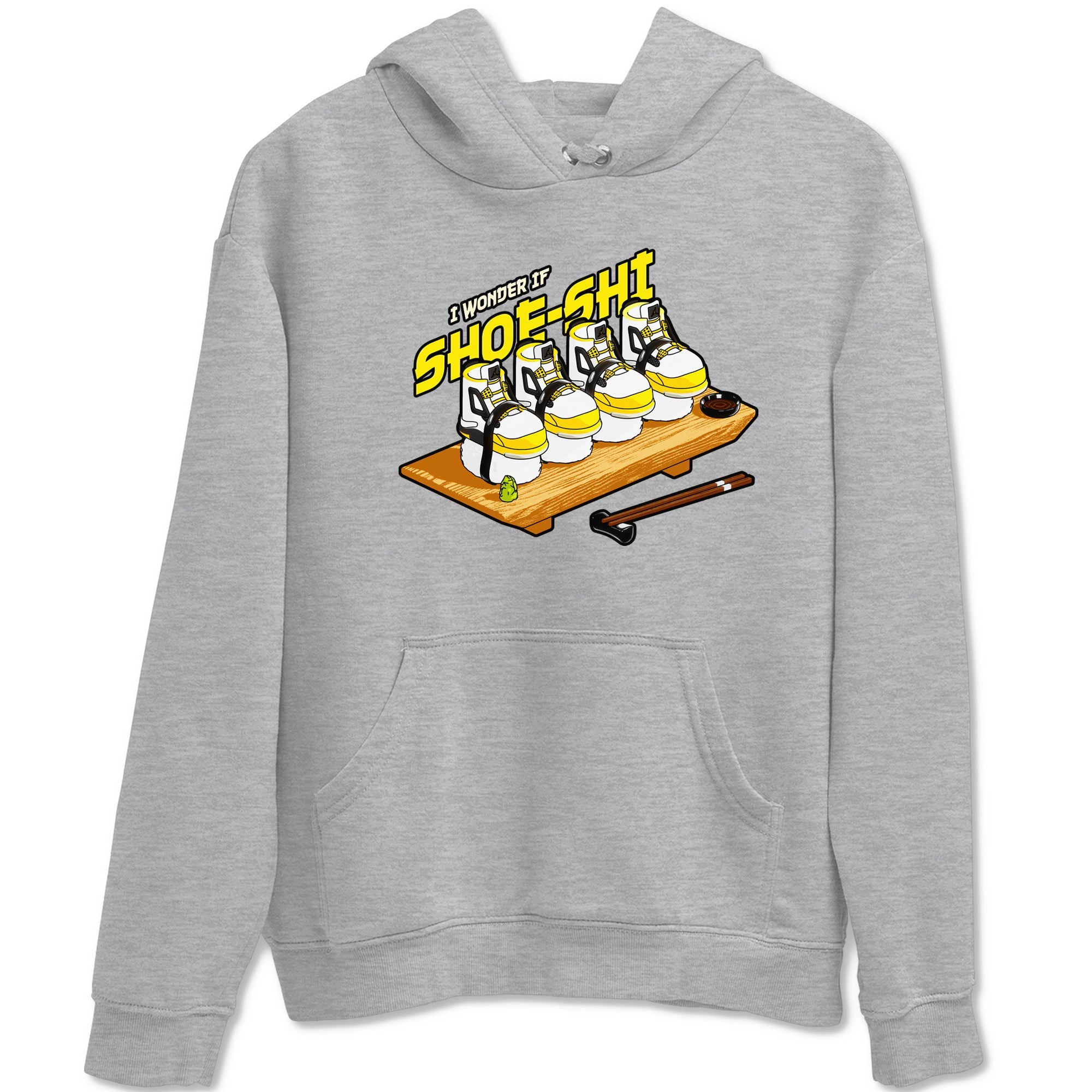 AJ4 Vivid Sulfur shirt to match jordans Shoe-Shi sneaker tees Air Jordan 4 Vivid Sulfur Drip Gear Zone unisex cotton Heather Grey 2 crew neck shirt