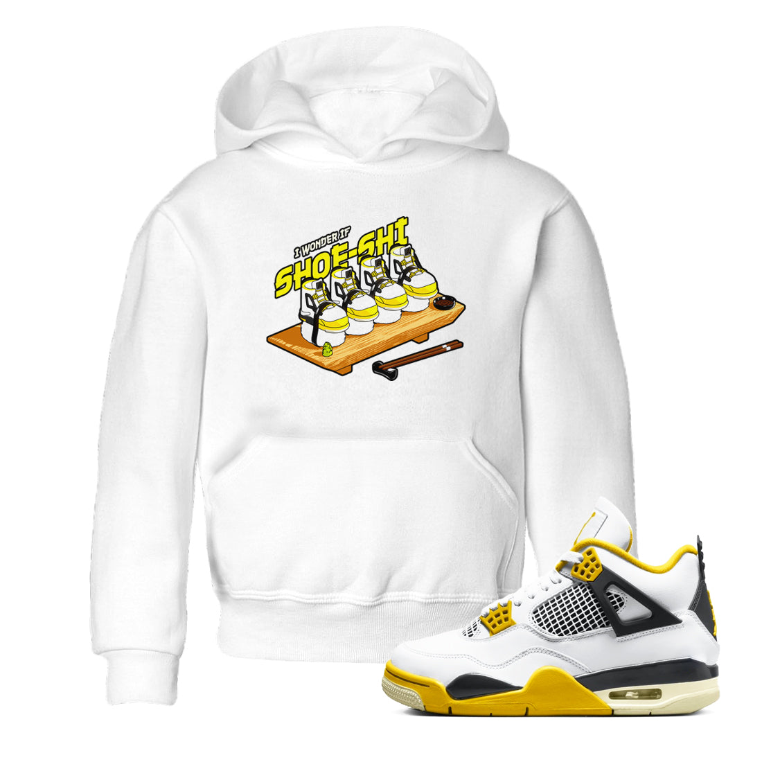 AJ4 Vivid Sulfur shirt to match jordans Shoe-Shi sneaker tees Air Jordan 4 Vivid Sulfur Drip Gear Zone baby toddler White 1 cotton Shirt