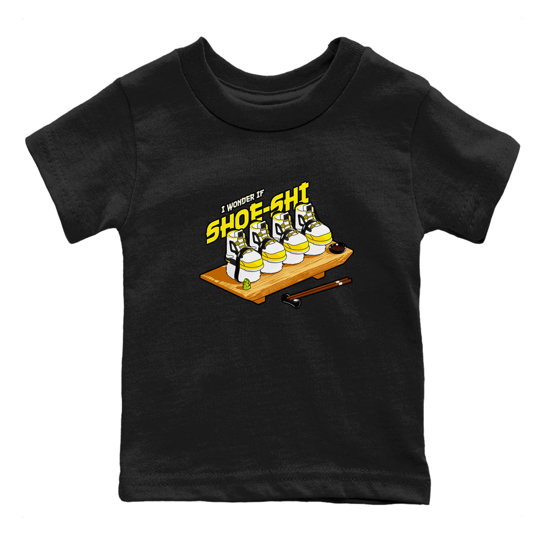 AJ4 Vivid Sulfur shirt to match jordans Shoe-Shi sneaker tees Air Jordan 4 Vivid Sulfur Drip Gear Zone baby toddler Black 2 cotton Shirt