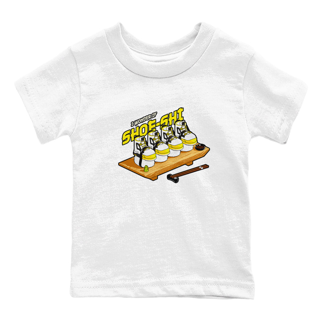 AJ4 Vivid Sulfur shirt to match jordans Shoe-Shi sneaker tees Air Jordan 4 Vivid Sulfur Drip Gear Zone baby toddler White 2 cotton Shirt