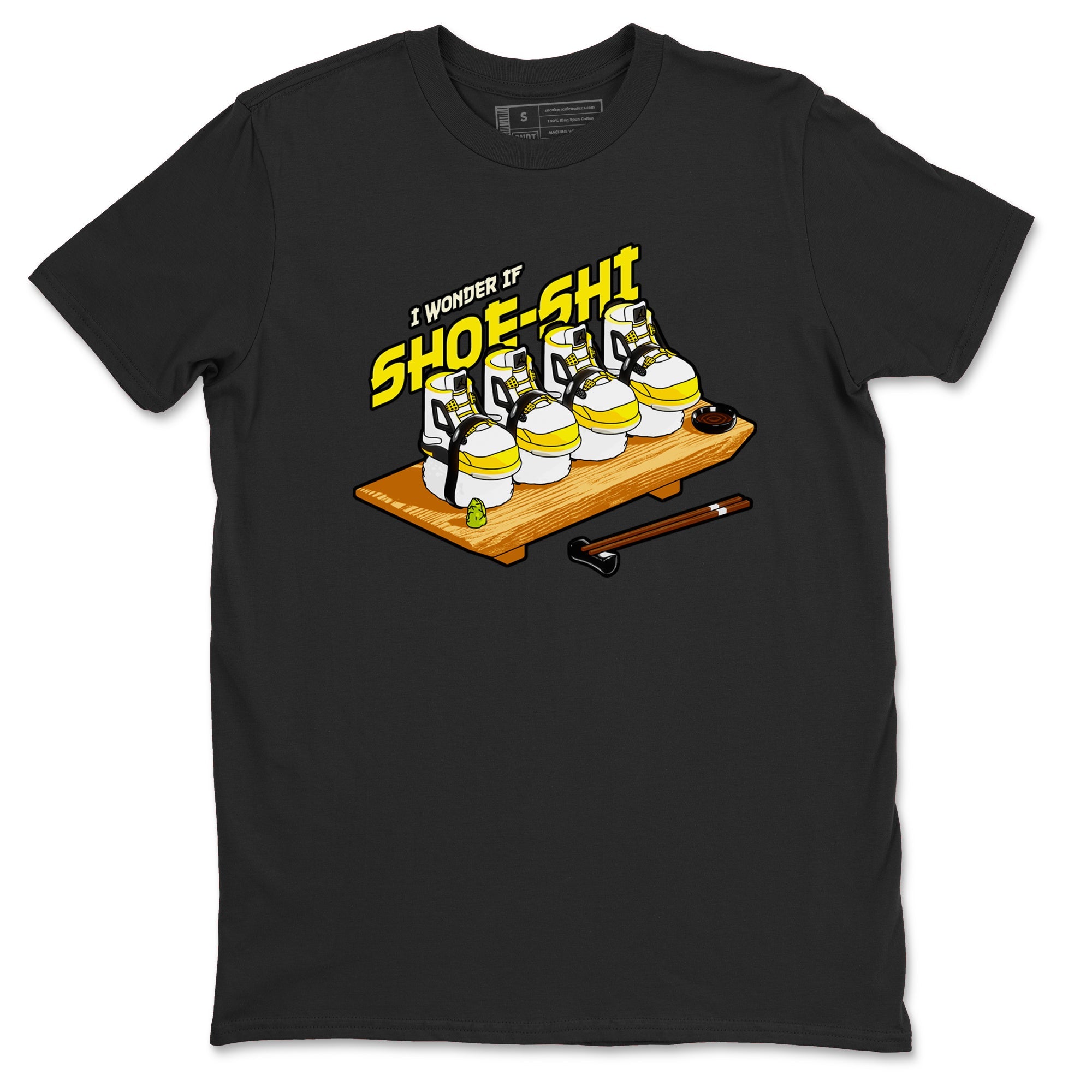 AJ4 Vivid Sulfur shirt to match jordans Shoe-Shi sneaker tees Air Jordan 4 Vivid Sulfur Drip Gear Zone unisex cotton Black 2 crew neck shirt