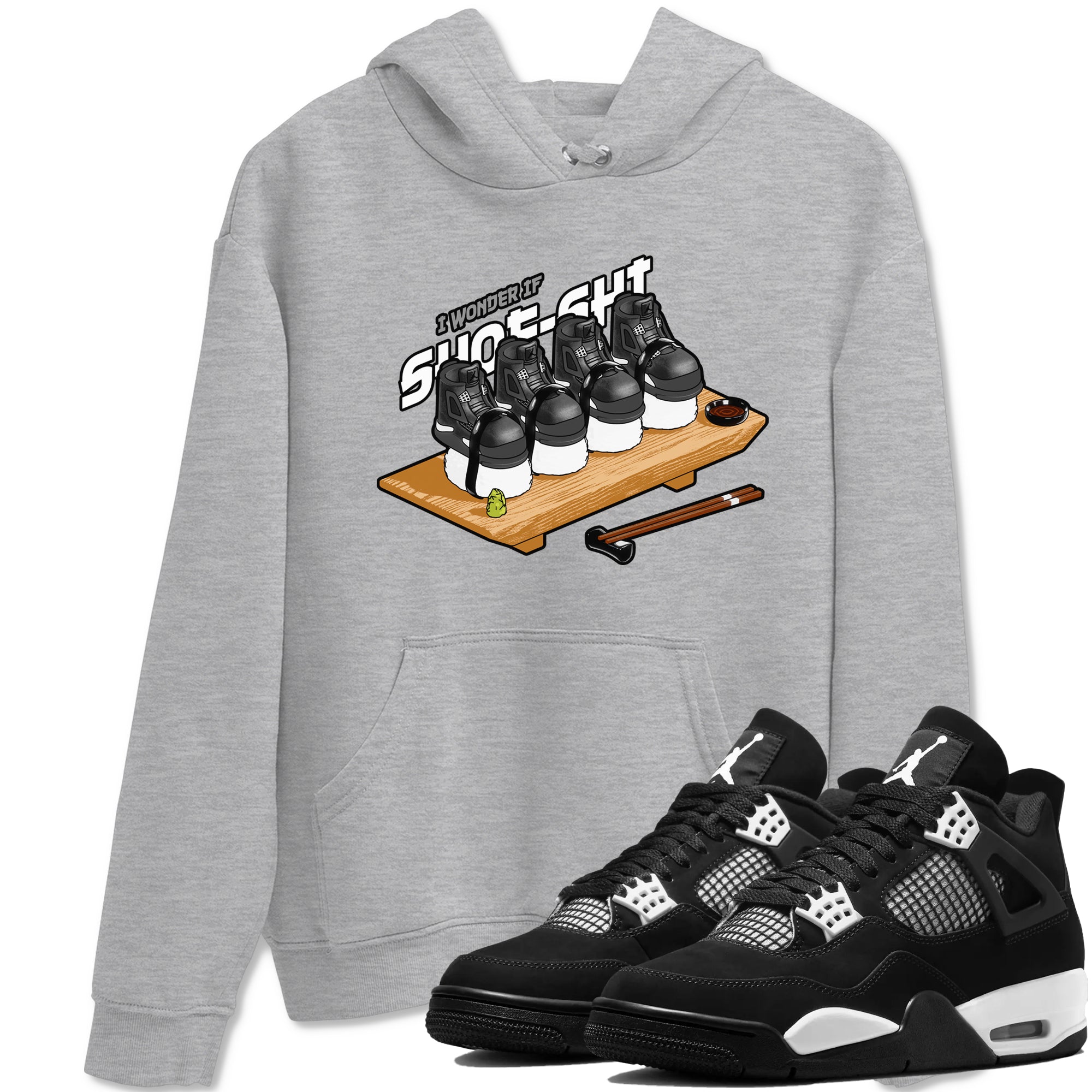 4s White Thunder shirts to match jordans Shoe-Shi sneaker match tees Air Jordan 4 White Thunder Drip Gear Zone unisex cotton Heather Grey 1 crew neck shirts