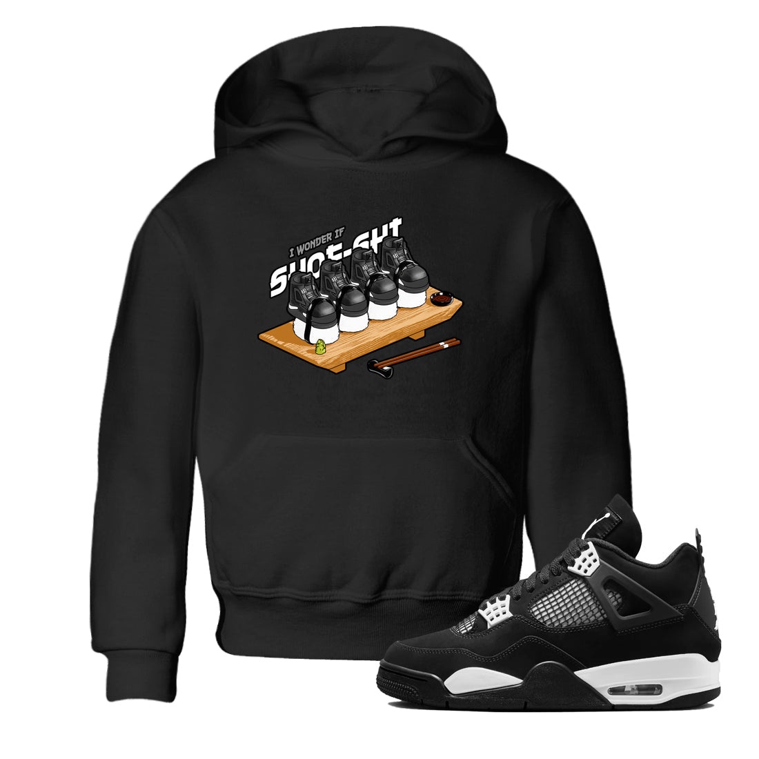 4s White Thunder shirts to match jordans Shoe-Shi sneaker match tees Air Jordan 4 White Thunder Drip Gear Zone Youth Baby Black 1 crew neck shirts