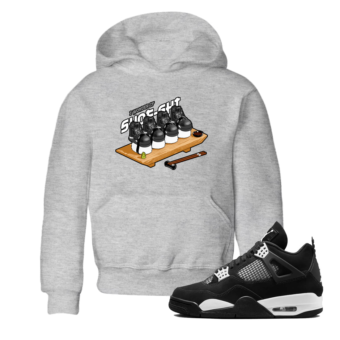 4s White Thunder shirts to match jordans Shoe-Shi sneaker match tees Air Jordan 4 White Thunder Drip Gear Zone Youth Baby Heather Grey 1 crew neck shirts