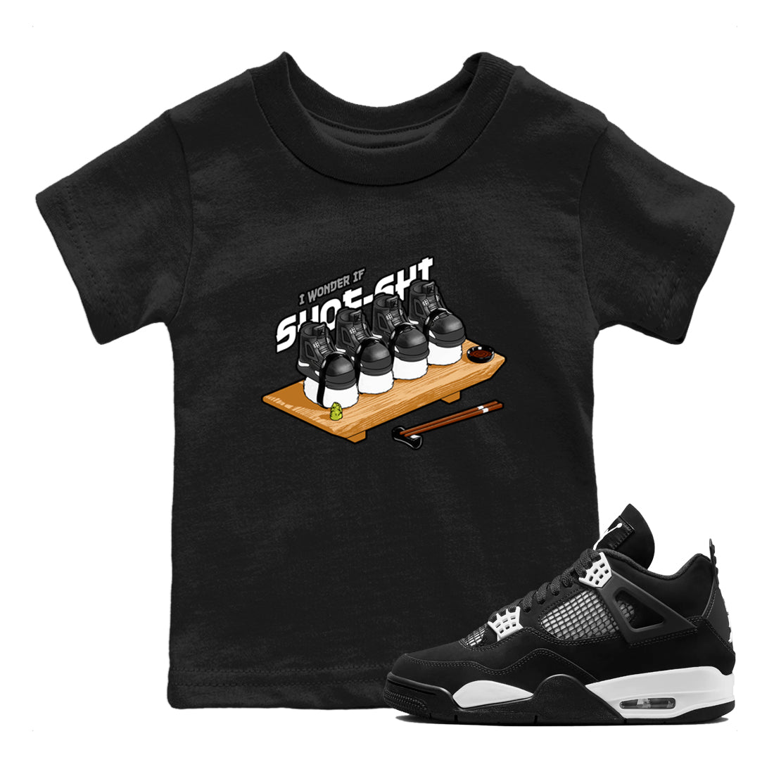 4s White Thunder shirts to match jordans Shoe-Shi sneaker match tees Air Jordan 4 White Thunder Drip Gear Zone Youth Baby Black 1 crew neck shirts