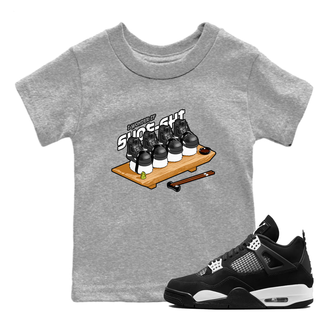 4s White Thunder shirts to match jordans Shoe-Shi sneaker match tees Air Jordan 4 White Thunder Drip Gear Zone Youth Baby Heather Grey 1 crew neck shirts