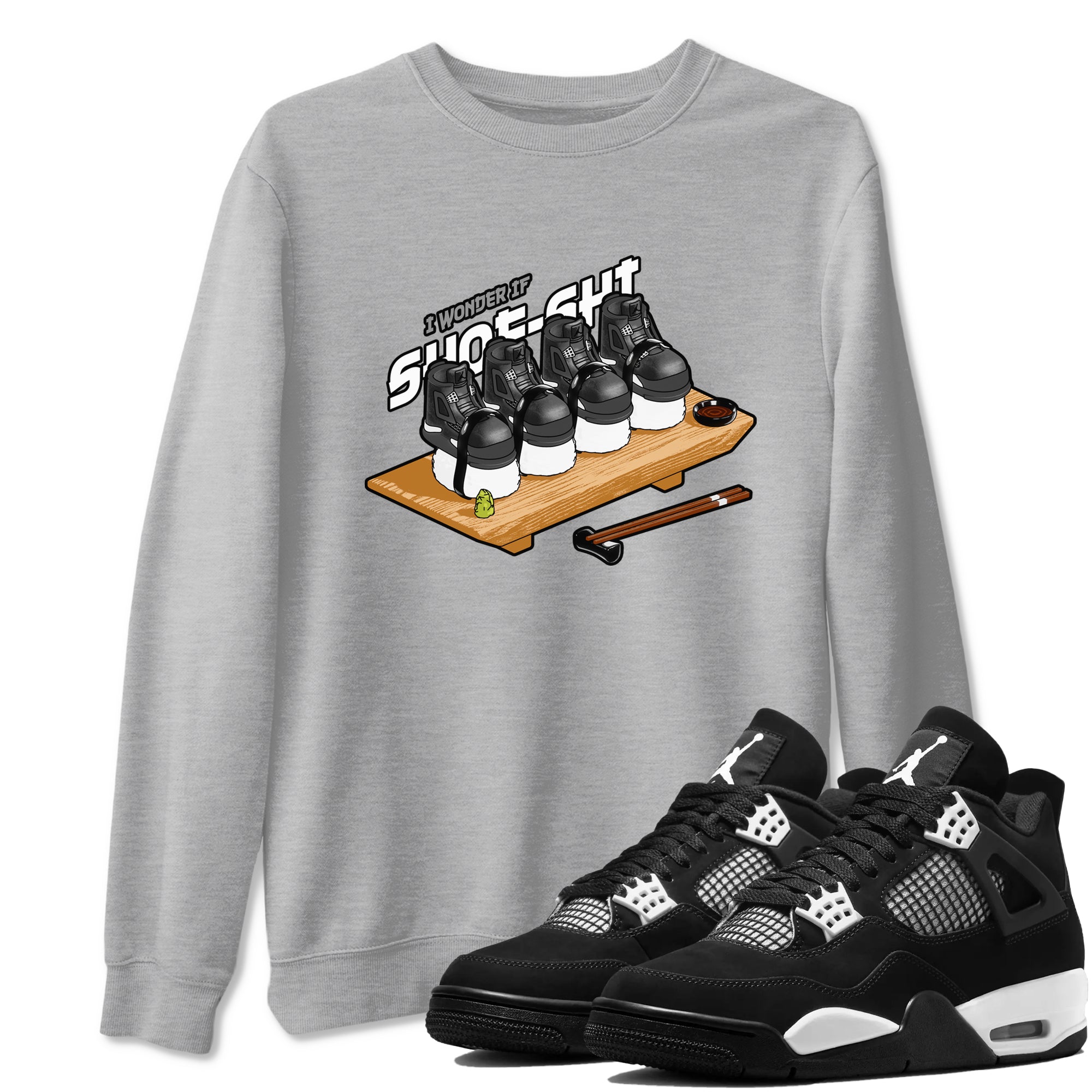 4s White Thunder shirts to match jordans Shoe-Shi sneaker match tees Air Jordan 4 White Thunder Drip Gear Zone unisex cotton Heather Grey 1 crew neck shirts