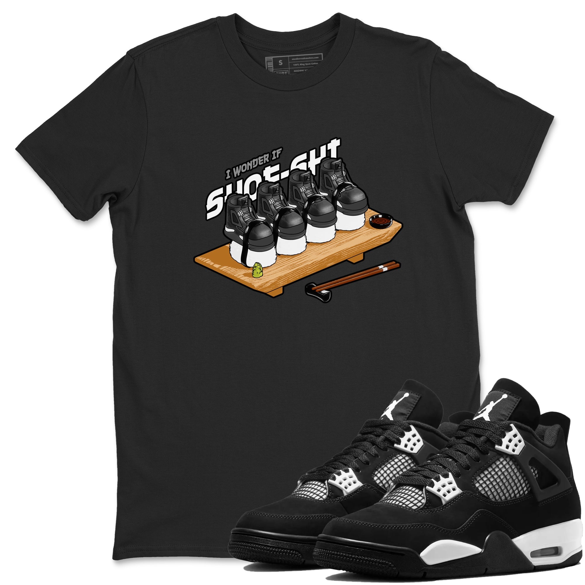 4s White Thunder shirts to match jordans Shoe-Shi sneaker match tees Air Jordan 4 White Thunder Drip Gear Zone unisex cotton Black 1 crew neck shirts
