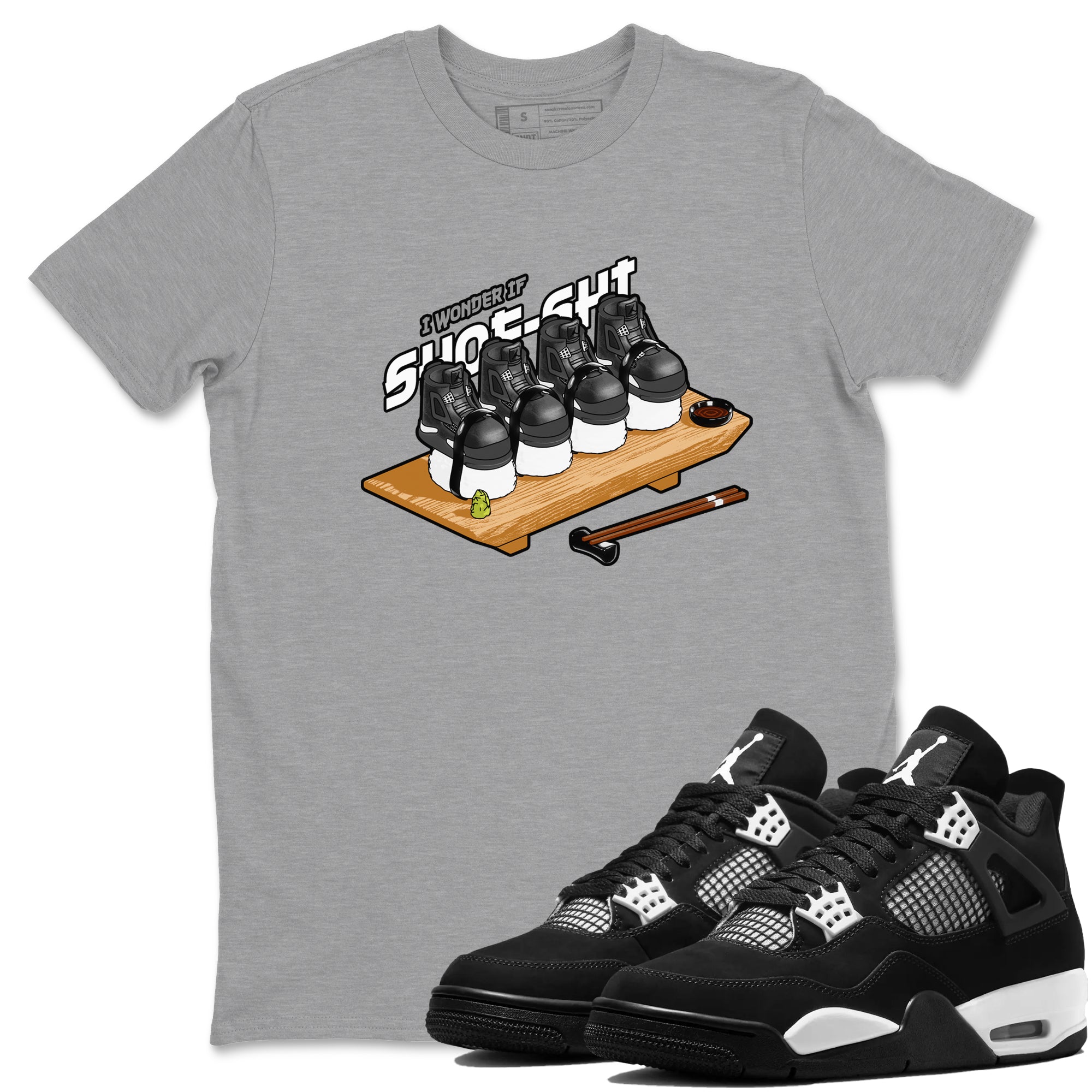 4s White Thunder shirts to match jordans Shoe-Shi sneaker match tees Air Jordan 4 White Thunder Drip Gear Zone unisex cotton Heather Grey 1 crew neck shirts