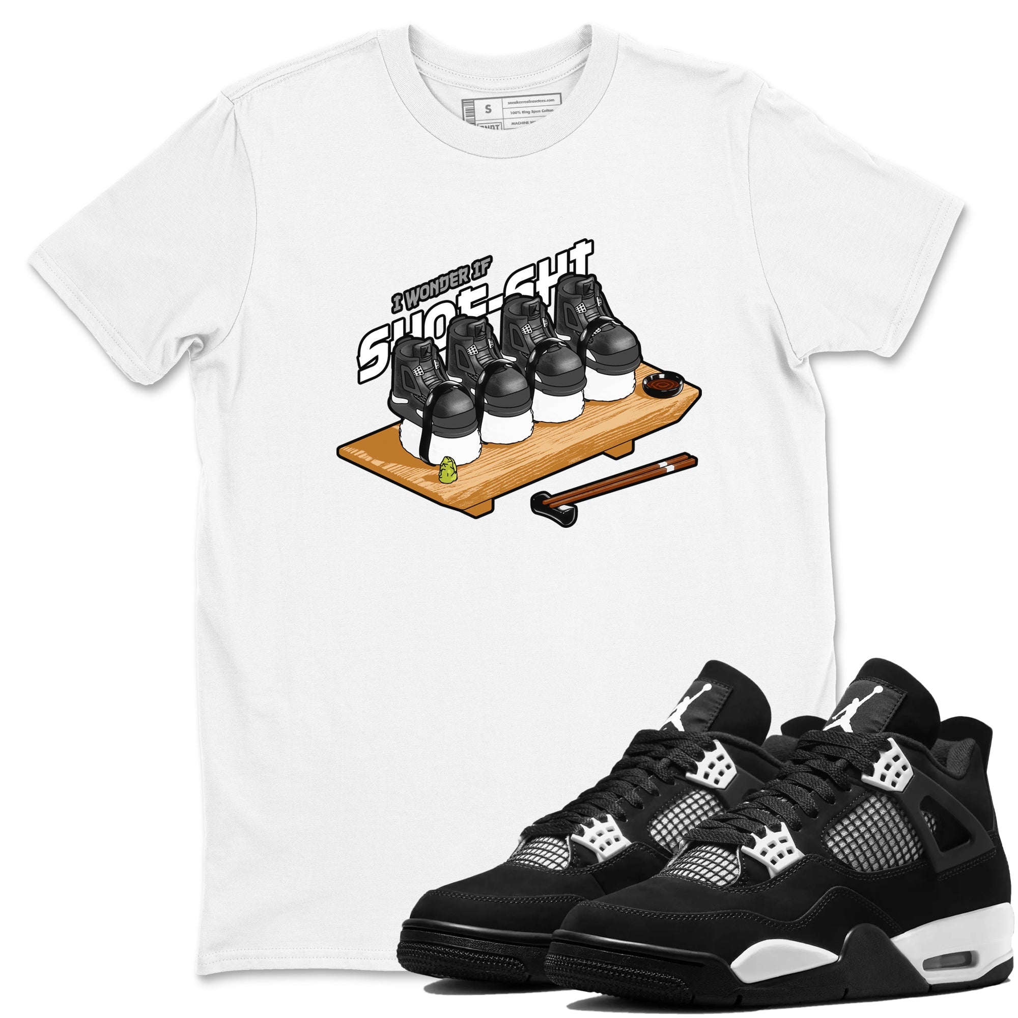 4s White Thunder shirts to match jordans Shoe-Shi sneaker match tees Air Jordan 4 White Thunder Drip Gear Zone unisex cotton White 1 crew neck shirts