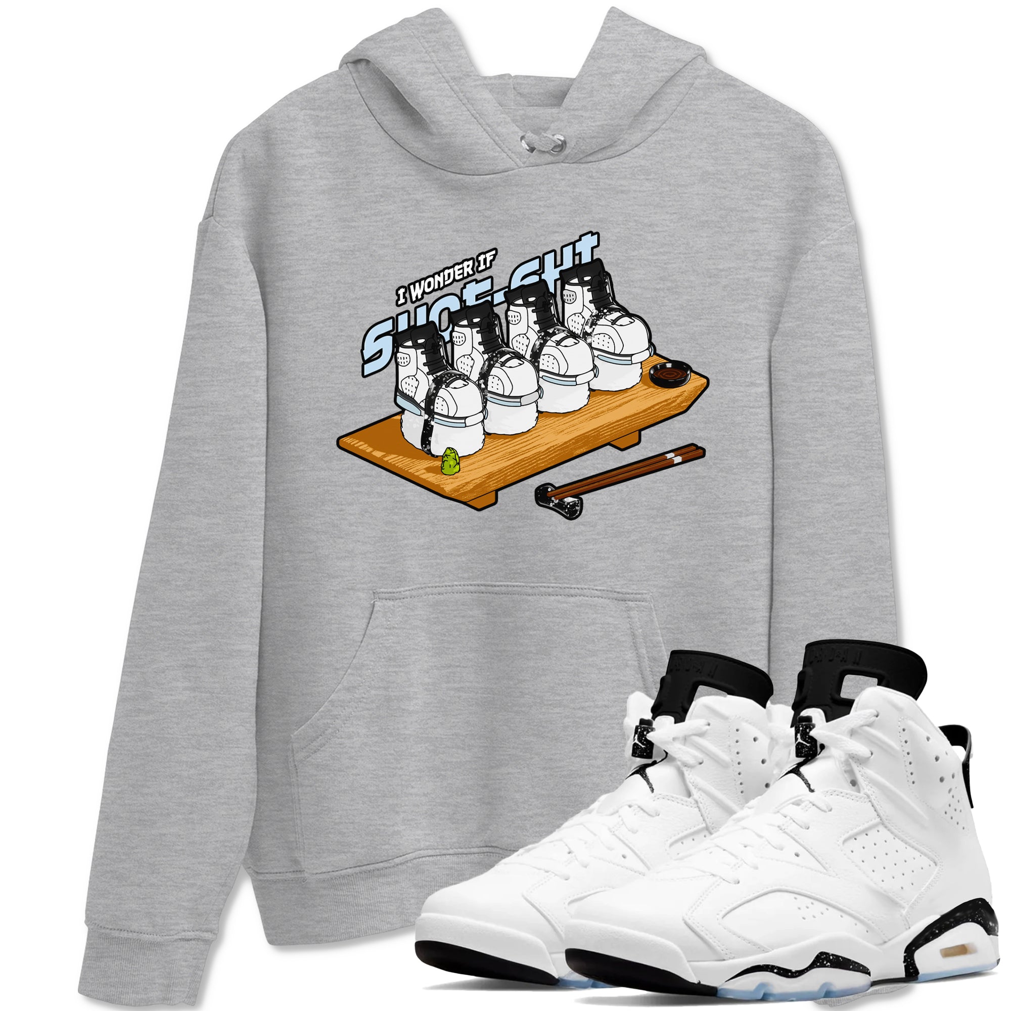 AJ6 White Black shirts to match jordans Shoe-Shi sneaker match tees Air Jordan 6 White Black Drip Gear Zone streetwear brand Heather Grey 1 unisex cotton tee