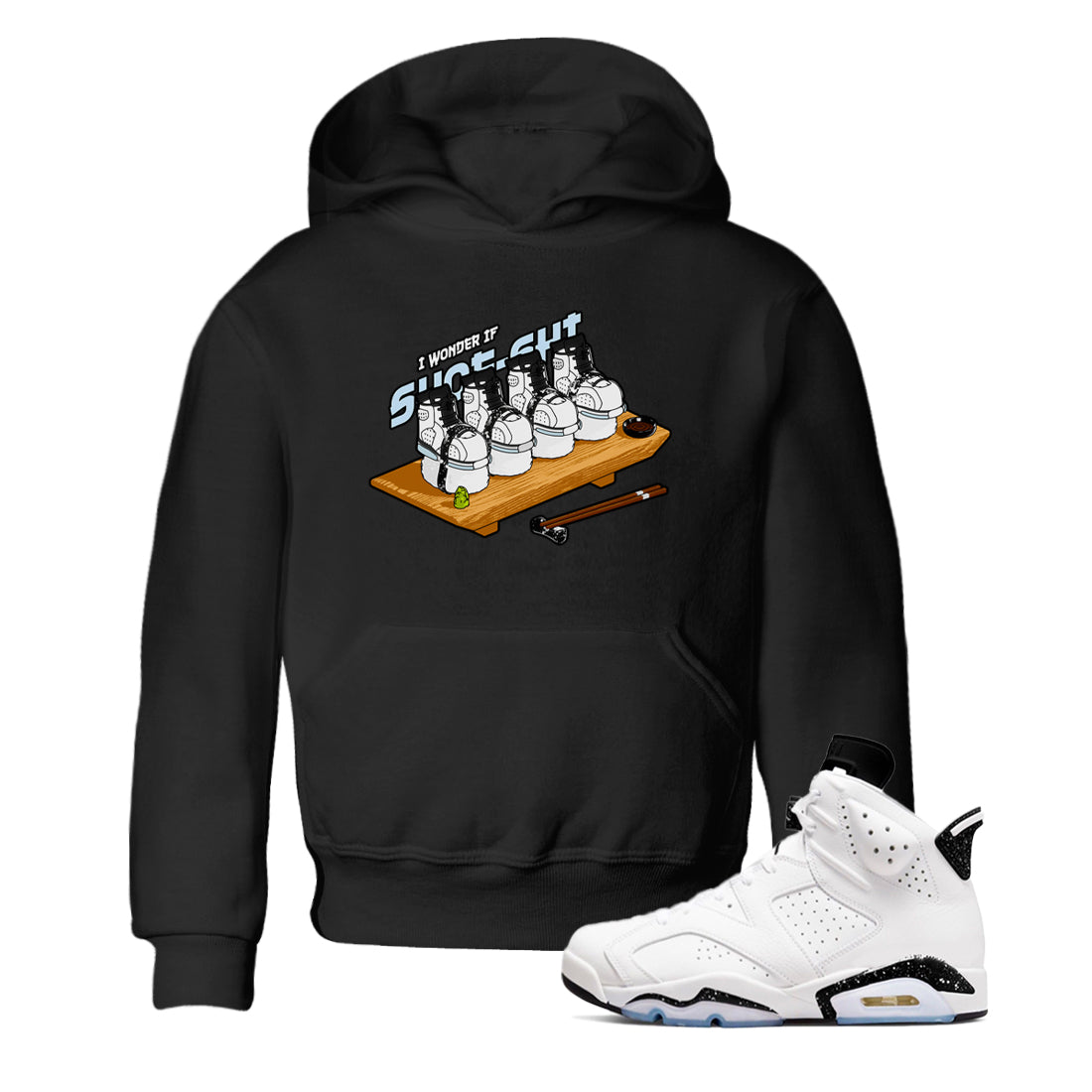 AJ6 White Black shirts to match jordans Shoe-Shi sneaker match tees Air Jordan 6 White Black Drip Gear Zone streetwear brand Baby and Youth Black 1 cotton tee