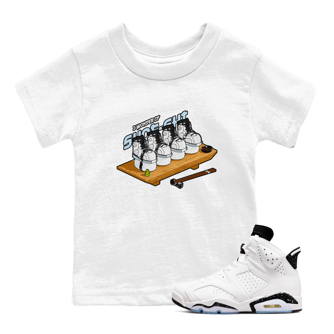 AJ6 White Black shirts to match jordans Shoe-Shi sneaker match tees Air Jordan 6 White Black Drip Gear Zone streetwear brand Baby and Youth White 1 cotton tee