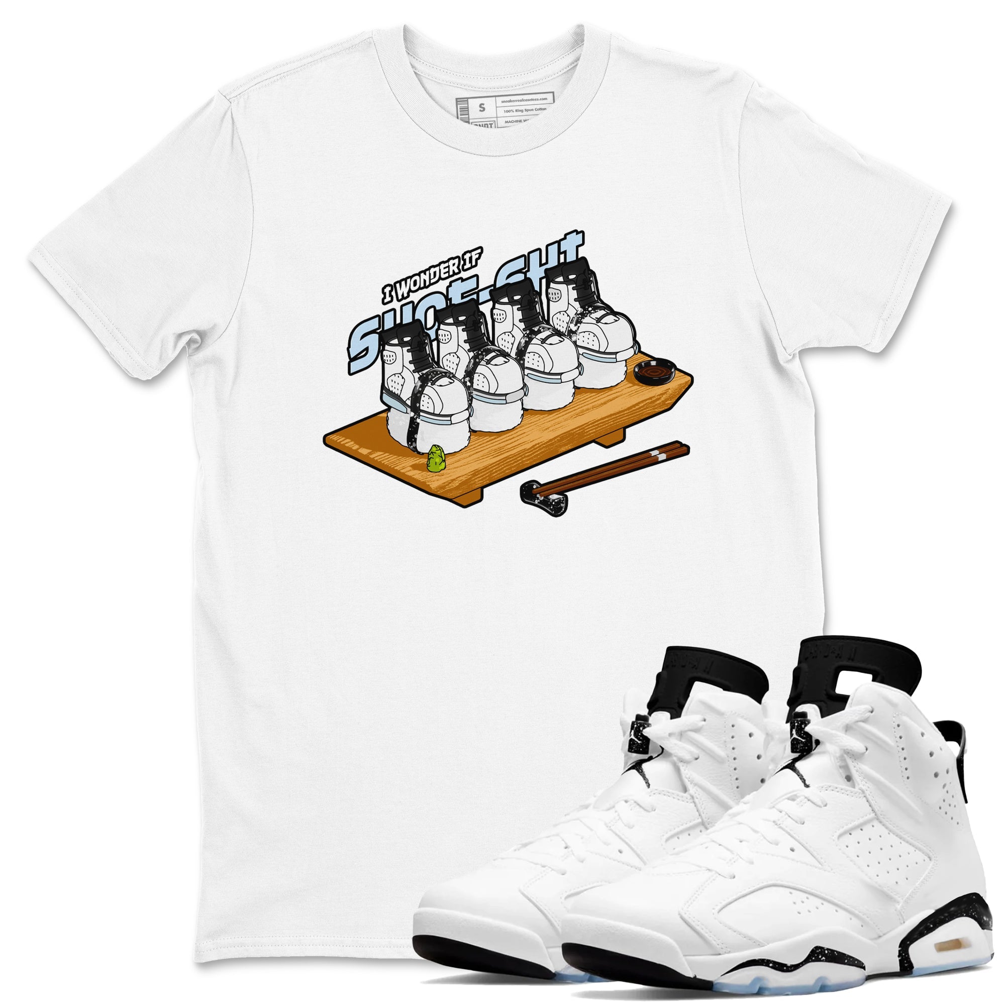 AJ6 White Black shirts to match jordans Shoe-Shi sneaker match tees Air Jordan 6 White Black Drip Gear Zone streetwear brand White 1 unisex cotton tee