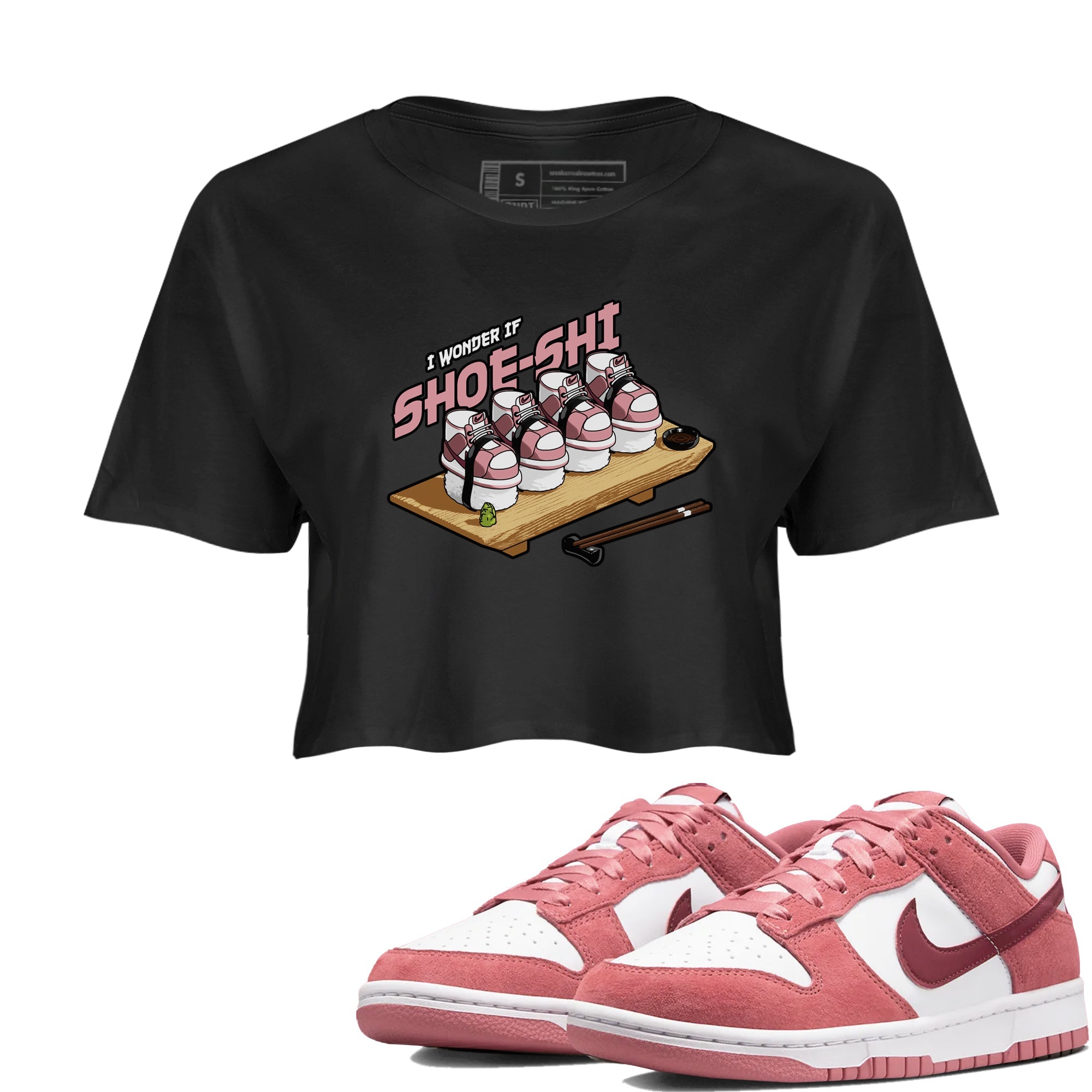 Dunk Valentines Day 2024 shirt to match jordans Shoe-Shi sneaker tees Dunk Happy Valentines Day 2024 Drip Gear Zone Black 1 Crop T-Shirt