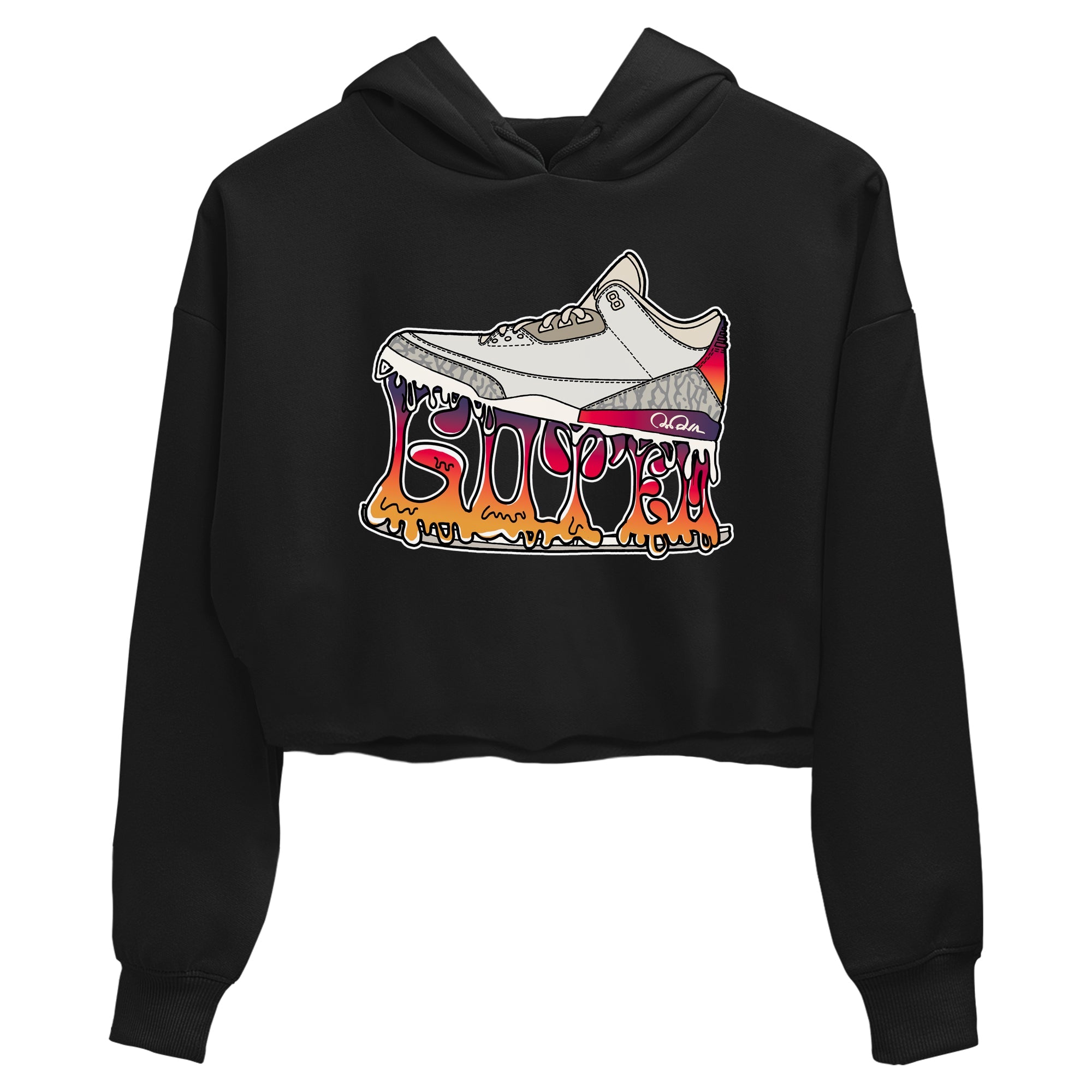 Air Jordan 3 J Balvin shirt to match jordans Shoe Stuck sneaker tees AJ3 J Balvin Drip Gear Zone Black 2 Crop T-Shirt