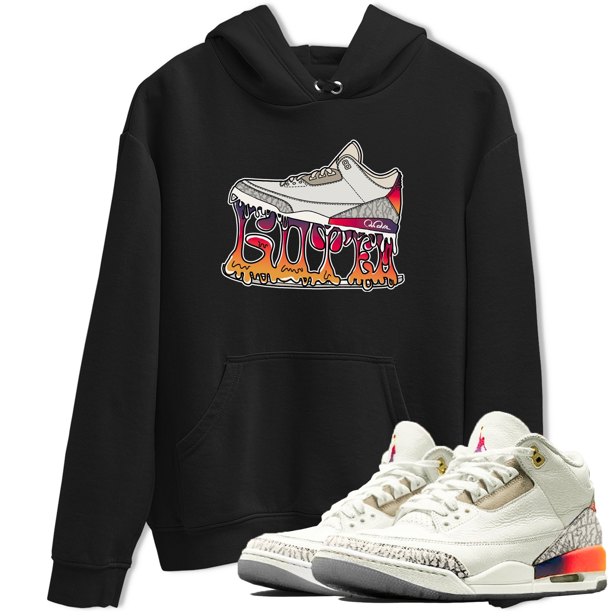 Air Jordan 3 J Balvin shirt to match jordans Shoe Stuck sneaker tees AJ3 J Balvin Drip Gear Zone Unisex Black 1 T-Shirt