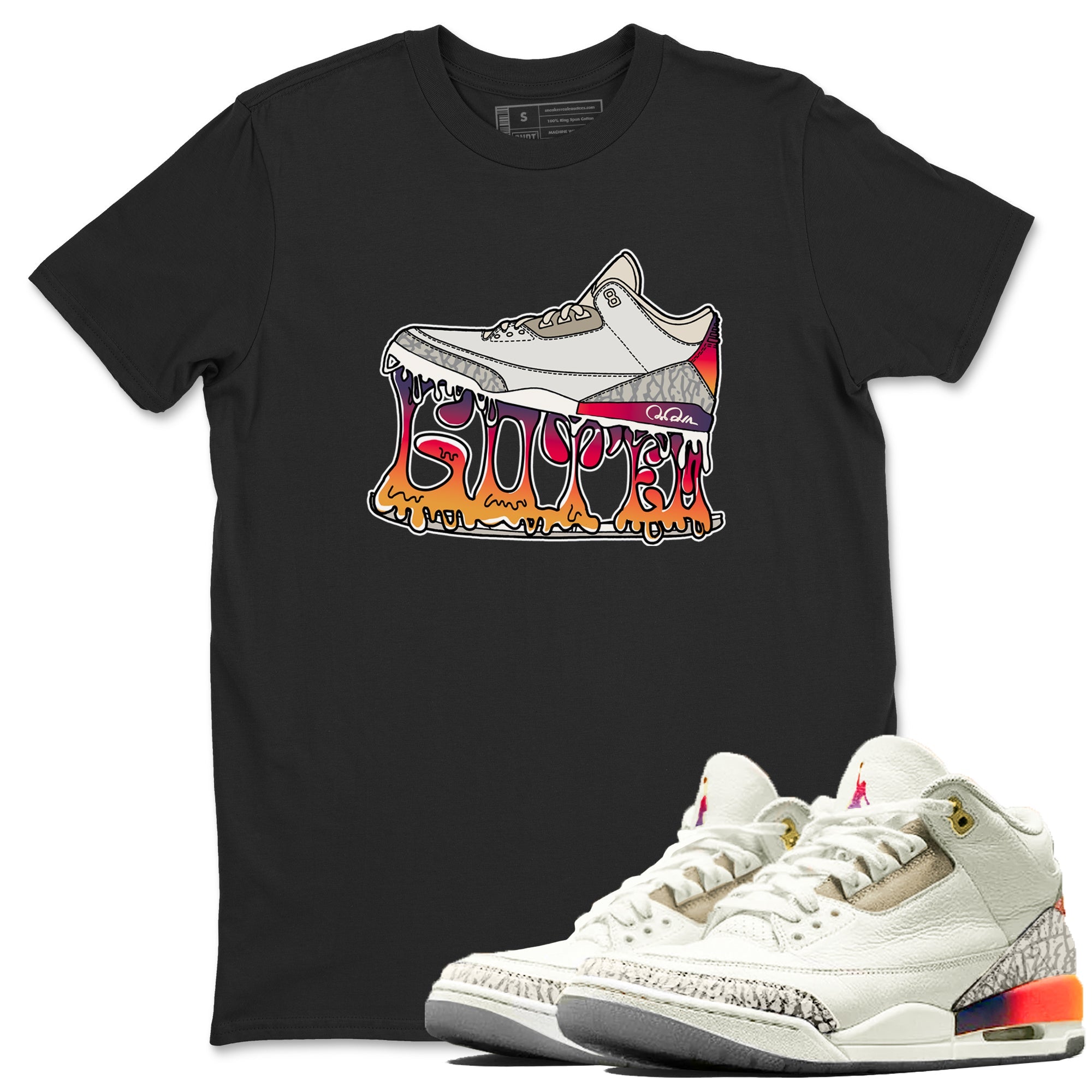 Air Jordan 3 J Balvin shirt to match jordans Shoe Stuck sneaker tees AJ3 J Balvin Drip Gear Zone Unisex Black 1 T-Shirt