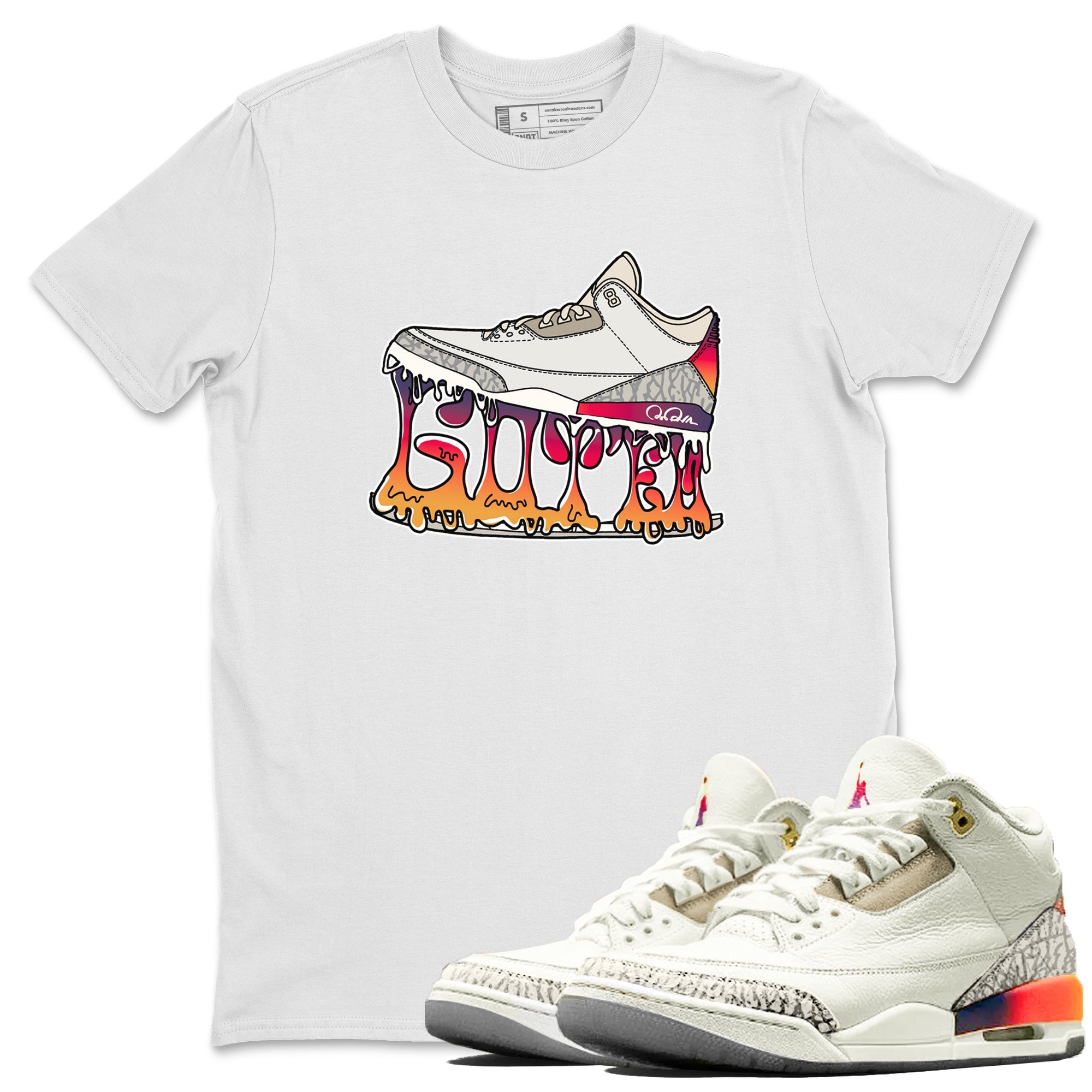 Air Jordan 3 J Balvin shirt to match jordans Shoe Stuck sneaker tees AJ3 J Balvin Drip Gear Zone Unisex White 1 T-Shirt