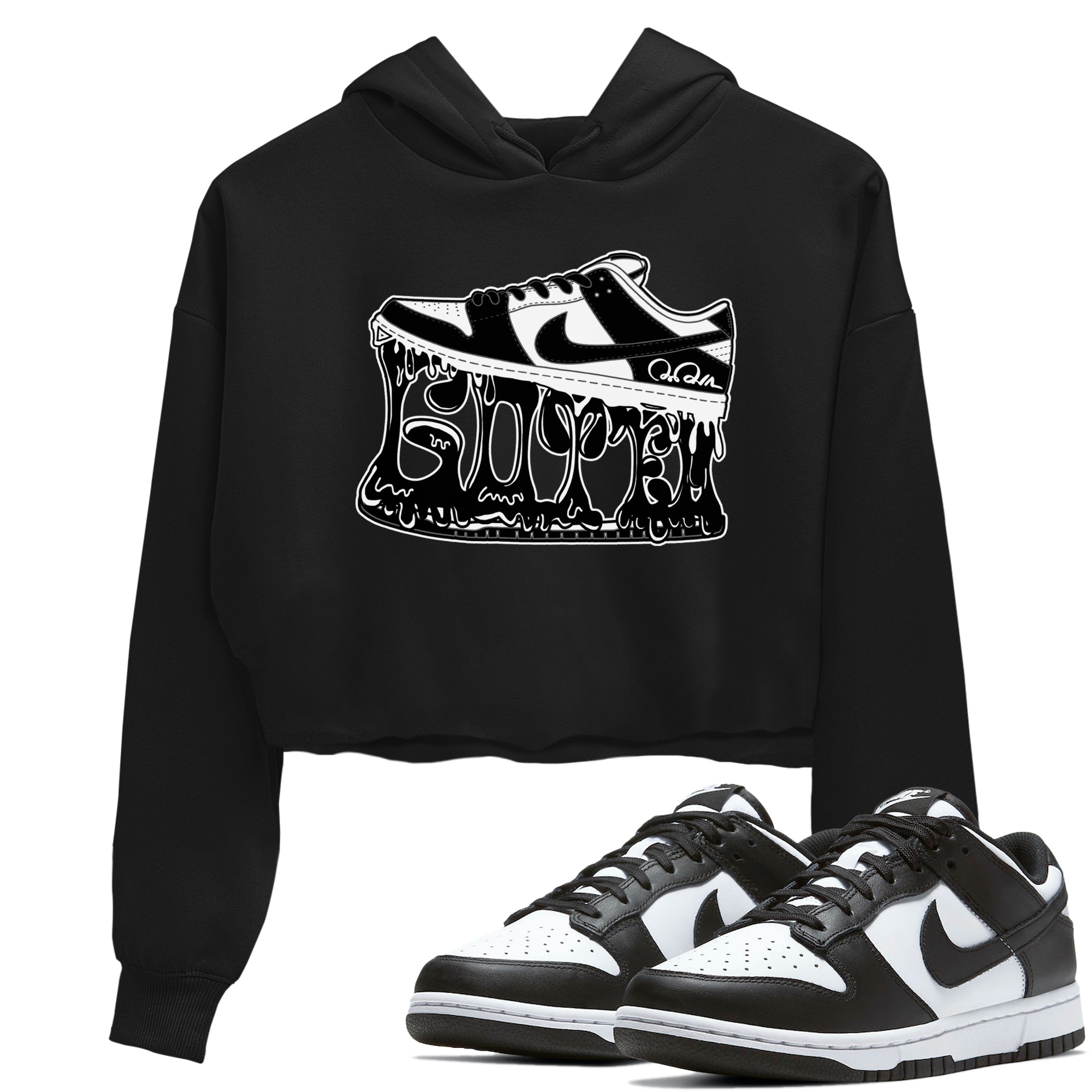 Dunk Panda shirt to match jordans Shoe Stuck sneaker tees Nike Dunk Low Panda Drip Gear Zone Black 1 Crop T-Shirt