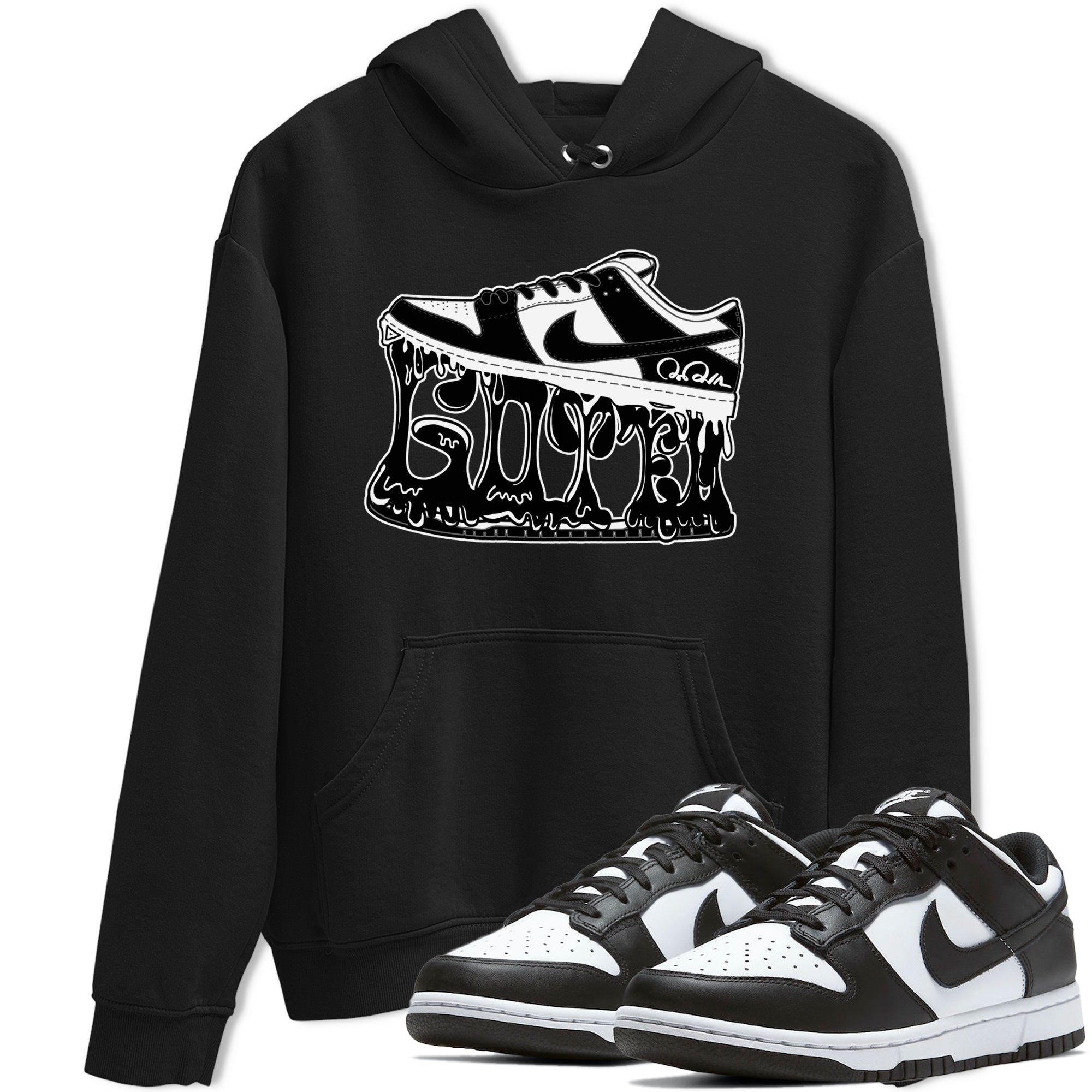 Dunk Panda shirt to match jordans Shoe Stuck sneaker tees Nike Dunk Low Panda Drip Gear Zone Unisex Black 1 T-Shirt