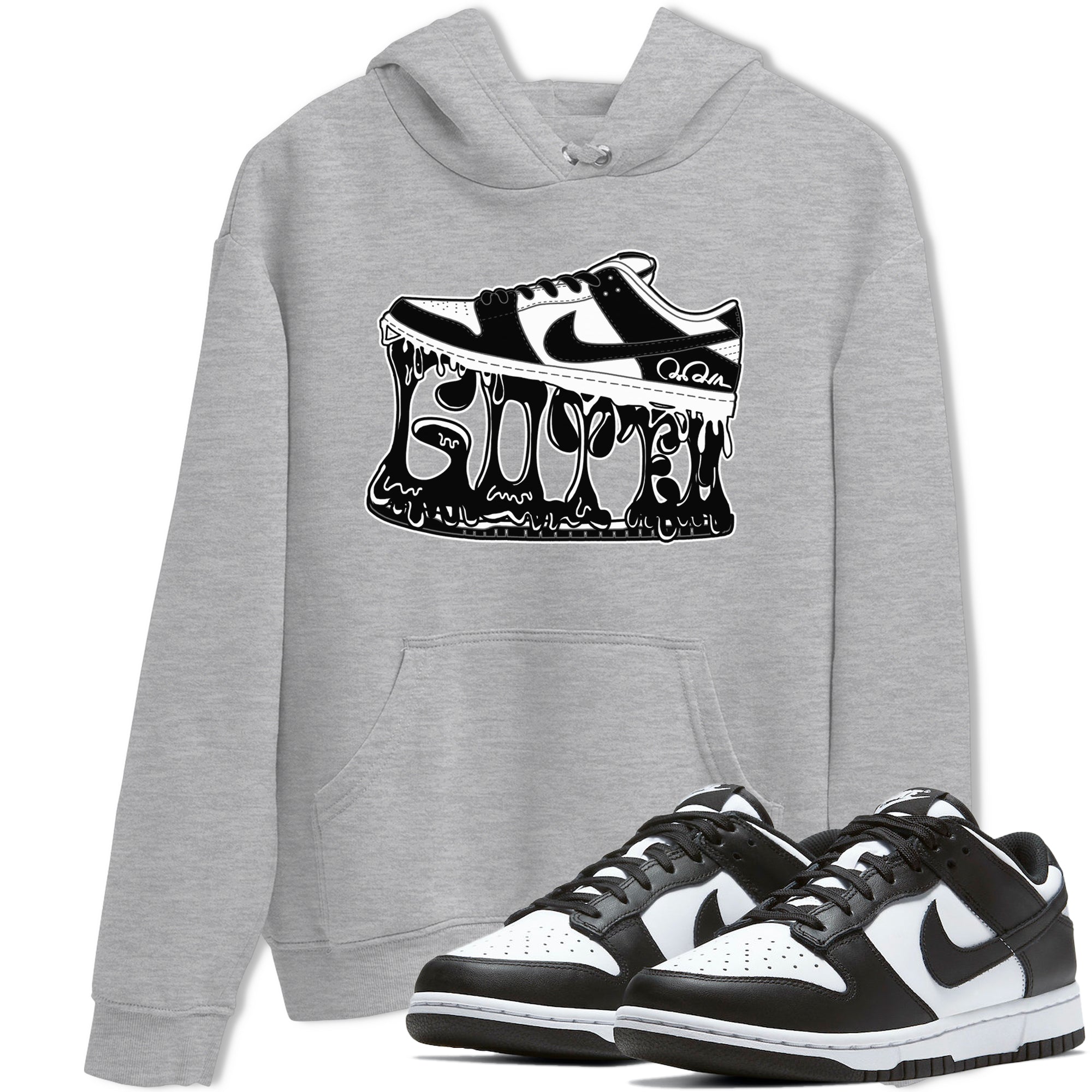 Dunk Panda shirt to match jordans Shoe Stuck sneaker tees Nike Dunk Low Panda Drip Gear Zone Unisex Heather Grey 1 T-Shirt