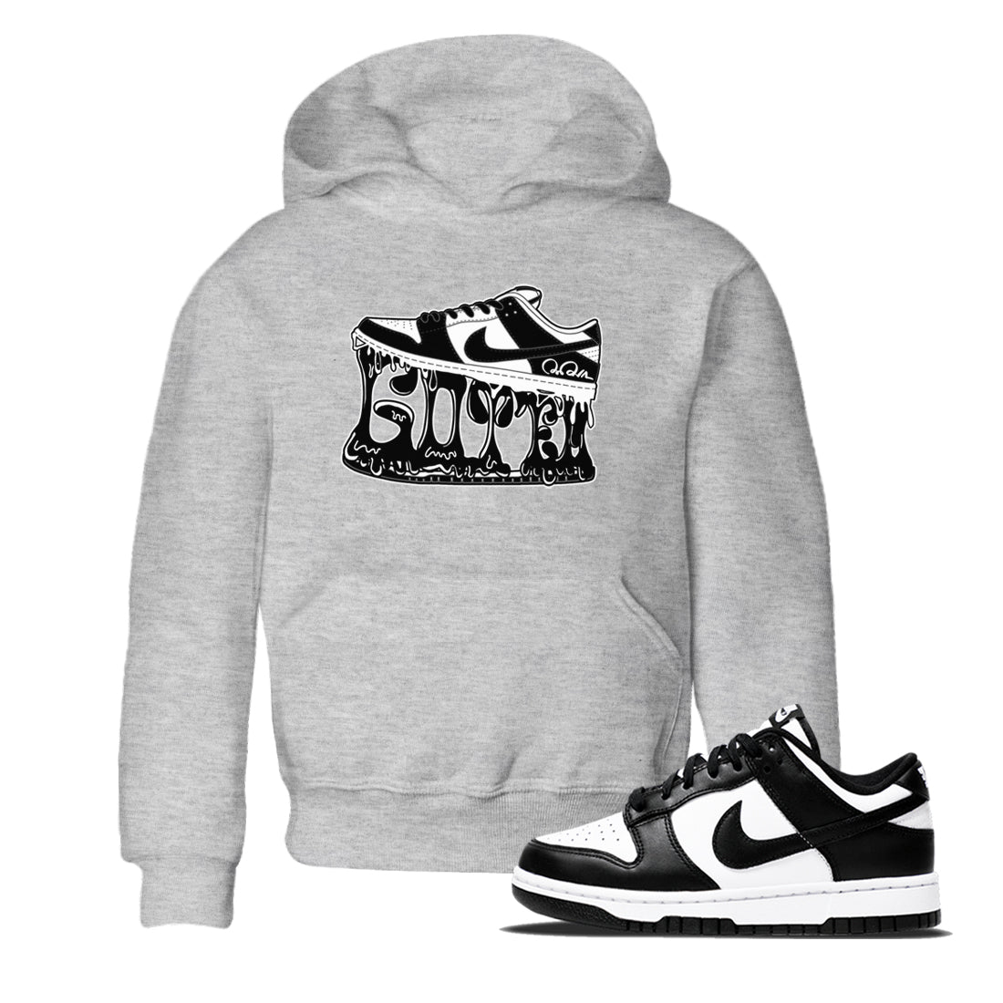 Dunk Panda shirt to match jordans Shoe Stuck sneaker tees Nike Dunk Low Panda Drip Gear Zone Baby Toddler Heather Grey 1 T-Shirt