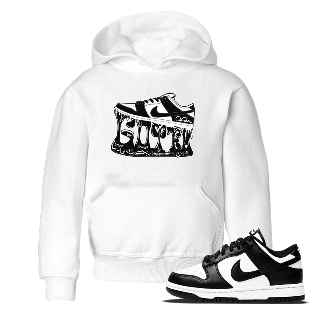 Dunk Panda shirt to match jordans Shoe Stuck sneaker tees Nike Dunk Low Panda Drip Gear Zone Baby Toddler White 1 T-Shirt