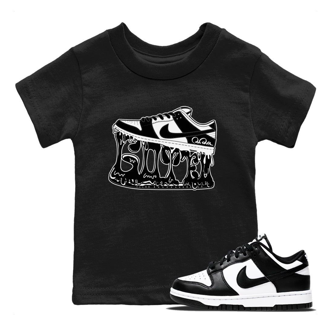 Dunk Panda shirt to match jordans Shoe Stuck sneaker tees Nike Dunk Low Panda Drip Gear Zone Baby Toddler Black 1 T-Shirt