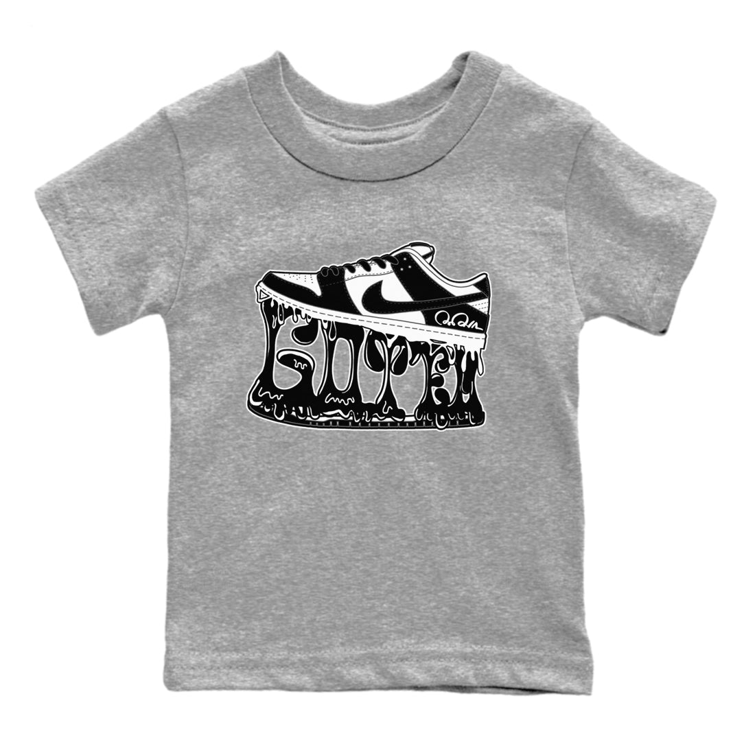 Dunk Panda shirt to match jordans Shoe Stuck sneaker tees Nike Dunk Low Panda Drip Gear Zone Baby Toddler Heather Grey 2 T-Shirt
