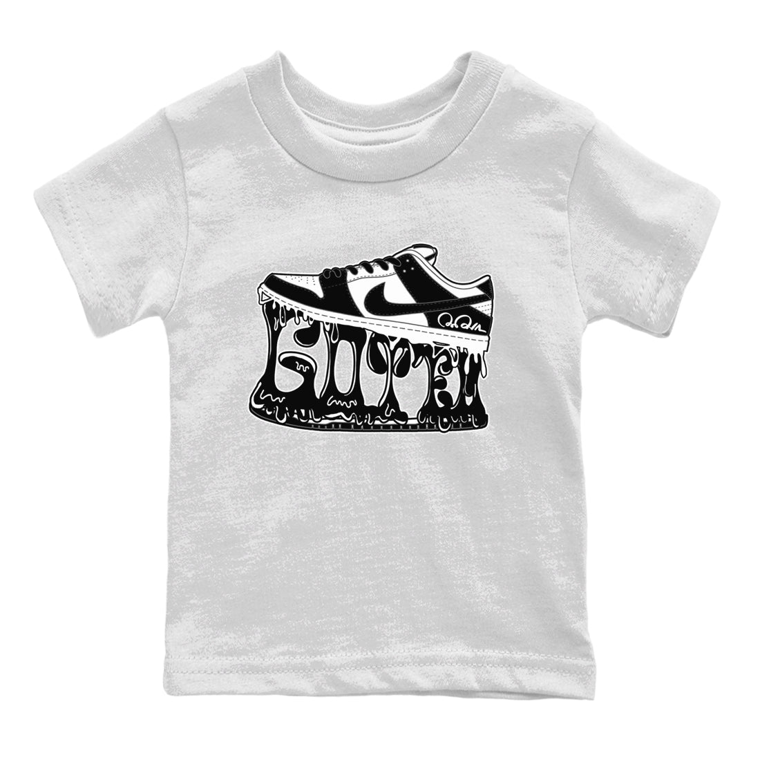 Dunk Panda shirt to match jordans Shoe Stuck sneaker tees Nike Dunk Low Panda Drip Gear Zone Baby Toddler White 2 T-Shirt