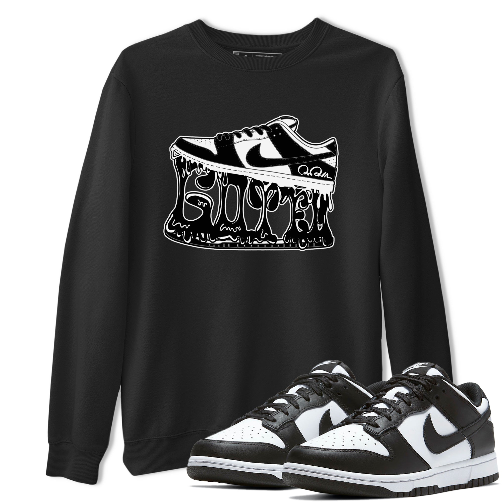 Dunk Panda shirt to match jordans Shoe Stuck sneaker tees Nike Dunk Low Panda Drip Gear Zone Unisex Black 1 T-Shirt