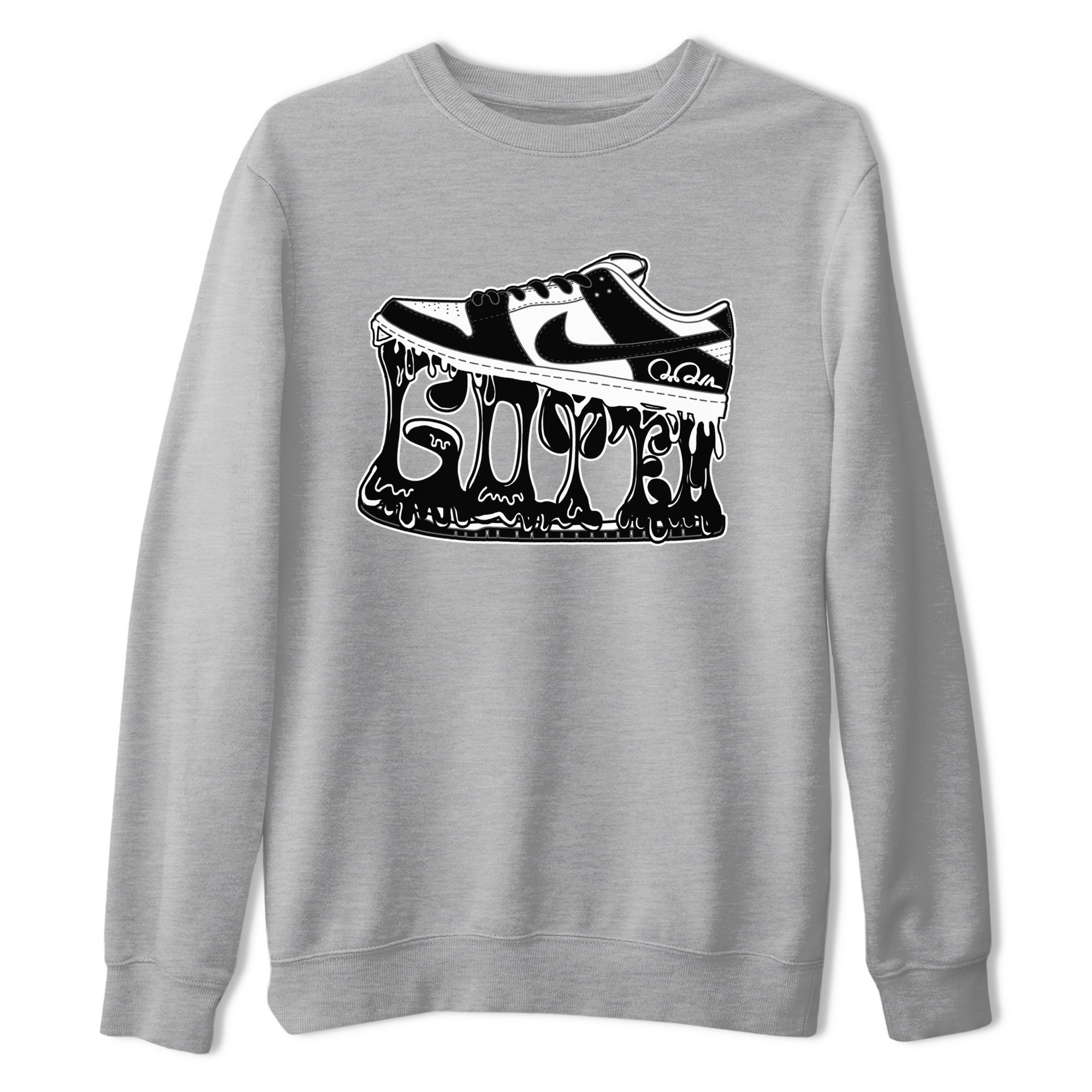 Dunk Panda shirt to match jordans Shoe Stuck sneaker tees Nike Dunk Low Panda Drip Gear Zone Unisex Heather Grey 2 T-Shirt