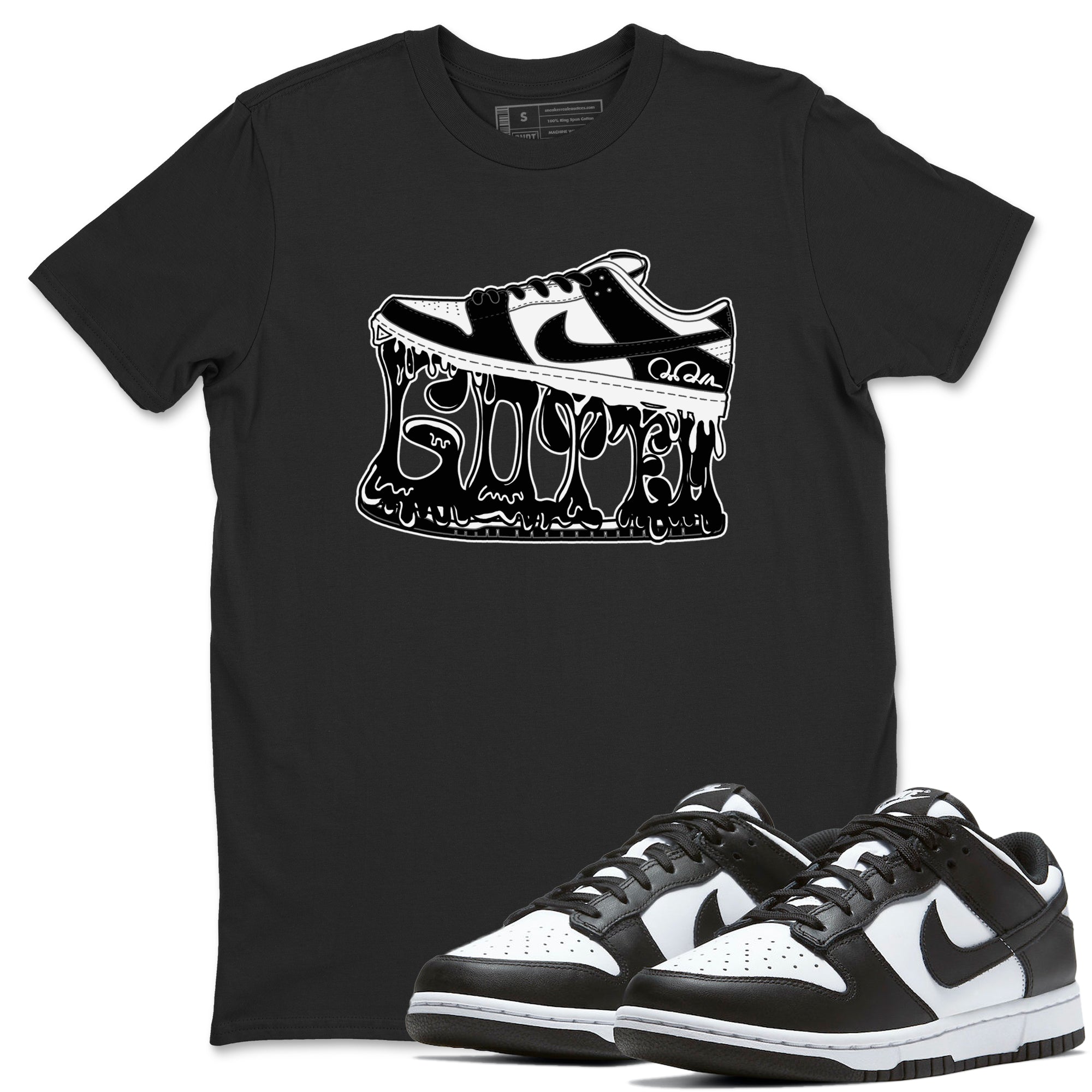 Dunk Panda shirt to match jordans Shoe Stuck sneaker tees Nike Dunk Low Panda Drip Gear Zone Unisex Black 1 T-Shirt