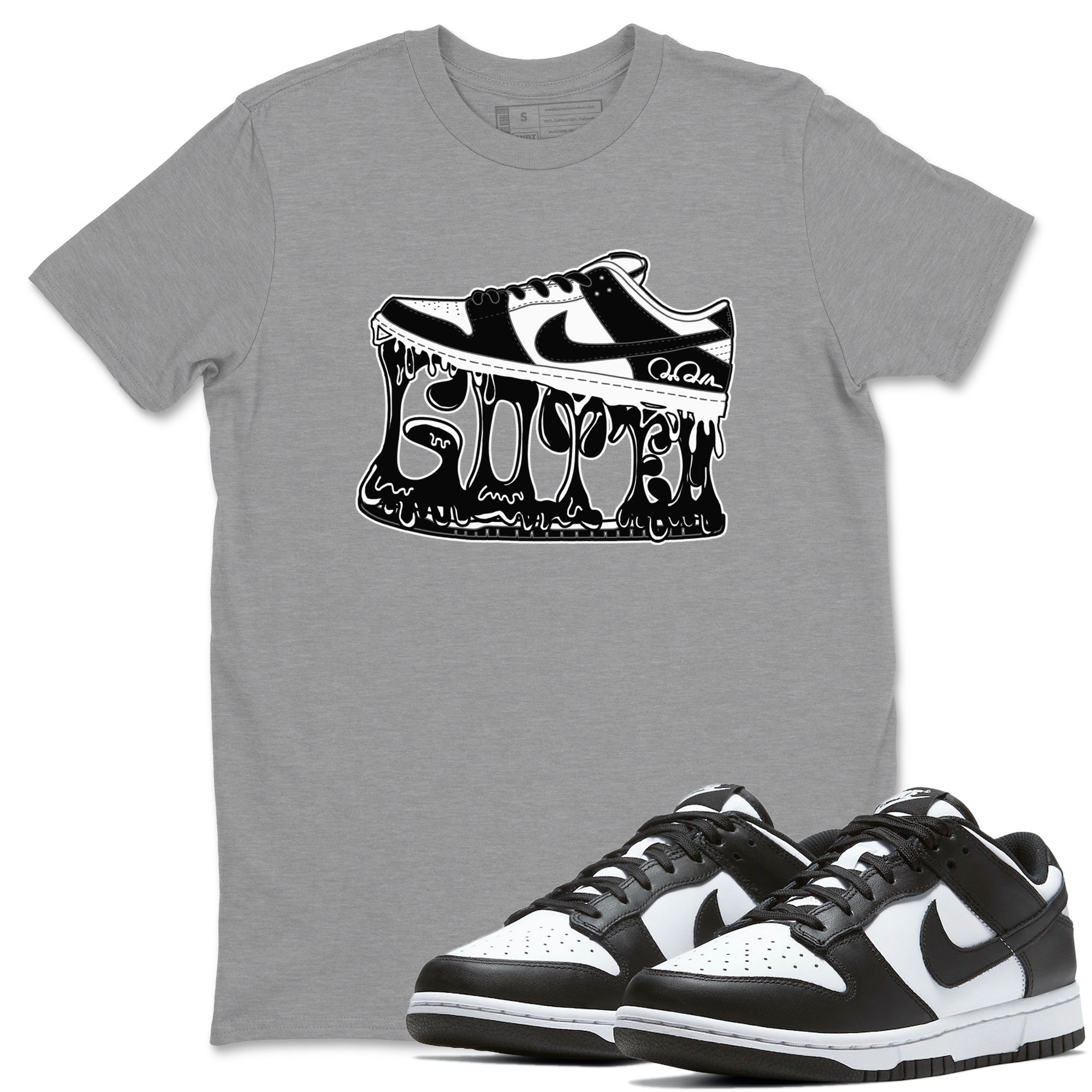 Dunk Panda shirt to match jordans Shoe Stuck sneaker tees Nike Dunk Low Panda Drip Gear Zone Unisex Heather Grey 1 T-Shirt