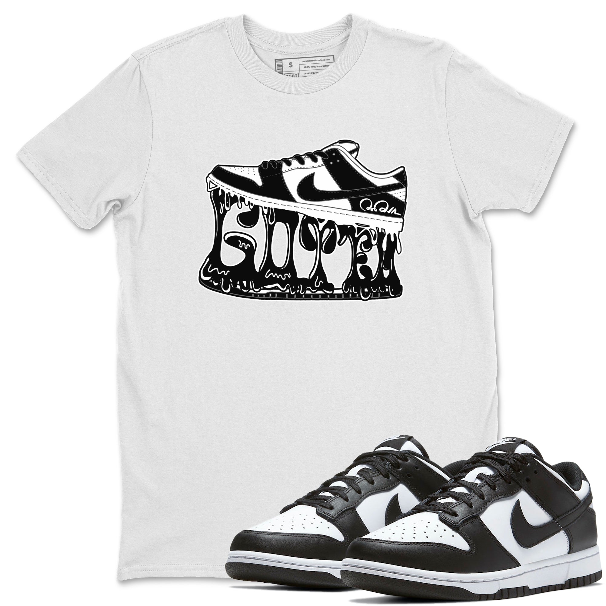 Dunk Panda shirt to match jordans Shoe Stuck sneaker tees Nike Dunk Low Panda Drip Gear Zone Unisex White 1 T-Shirt