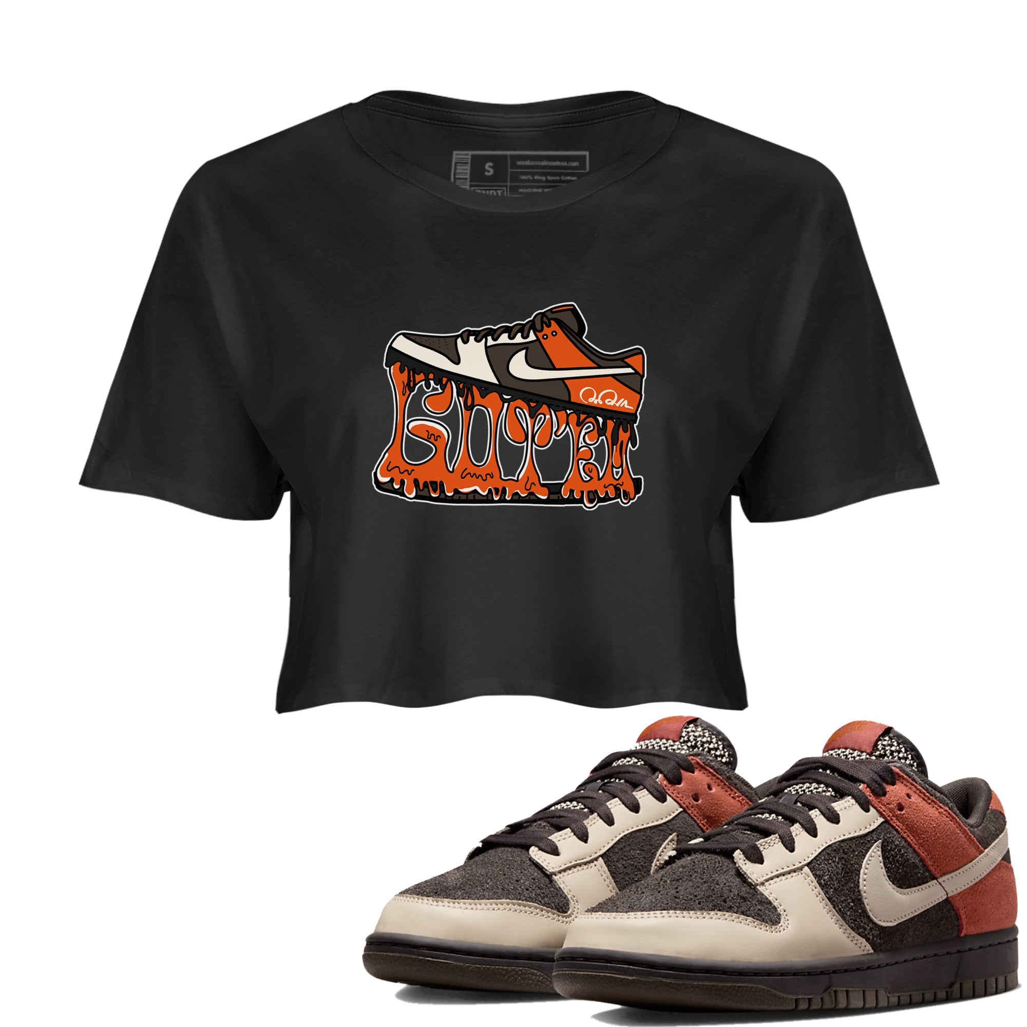 Dunk Red Panda shirt to match jordans Shoe Stuck sneaker tees Nike Dunk Low Red Panda Drip Gear Zone Black 1 Crop T-Shirt