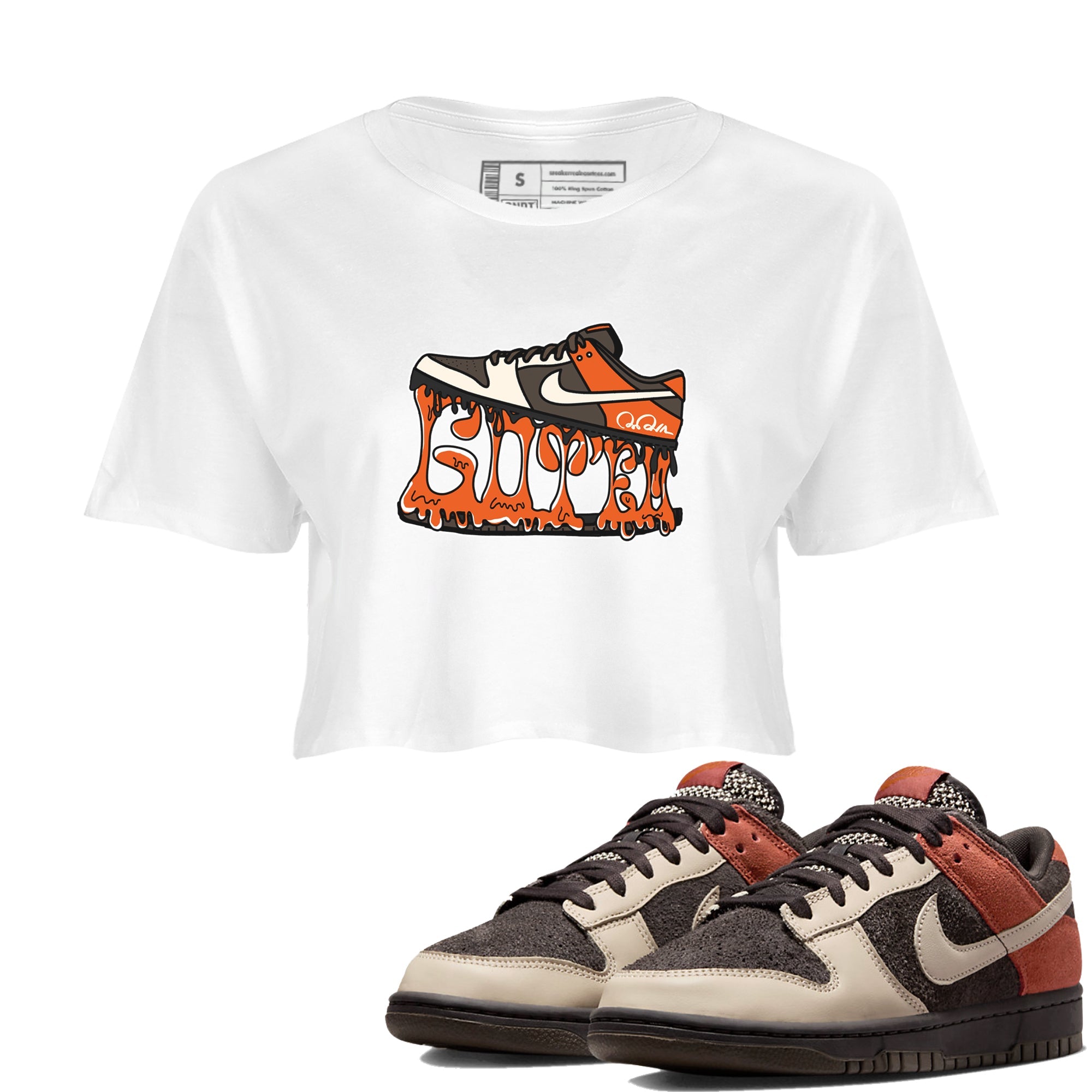Dunk Red Panda shirt to match jordans Shoe Stuck sneaker tees Nike Dunk Low Red Panda Drip Gear Zone White 1 Crop T-Shirt
