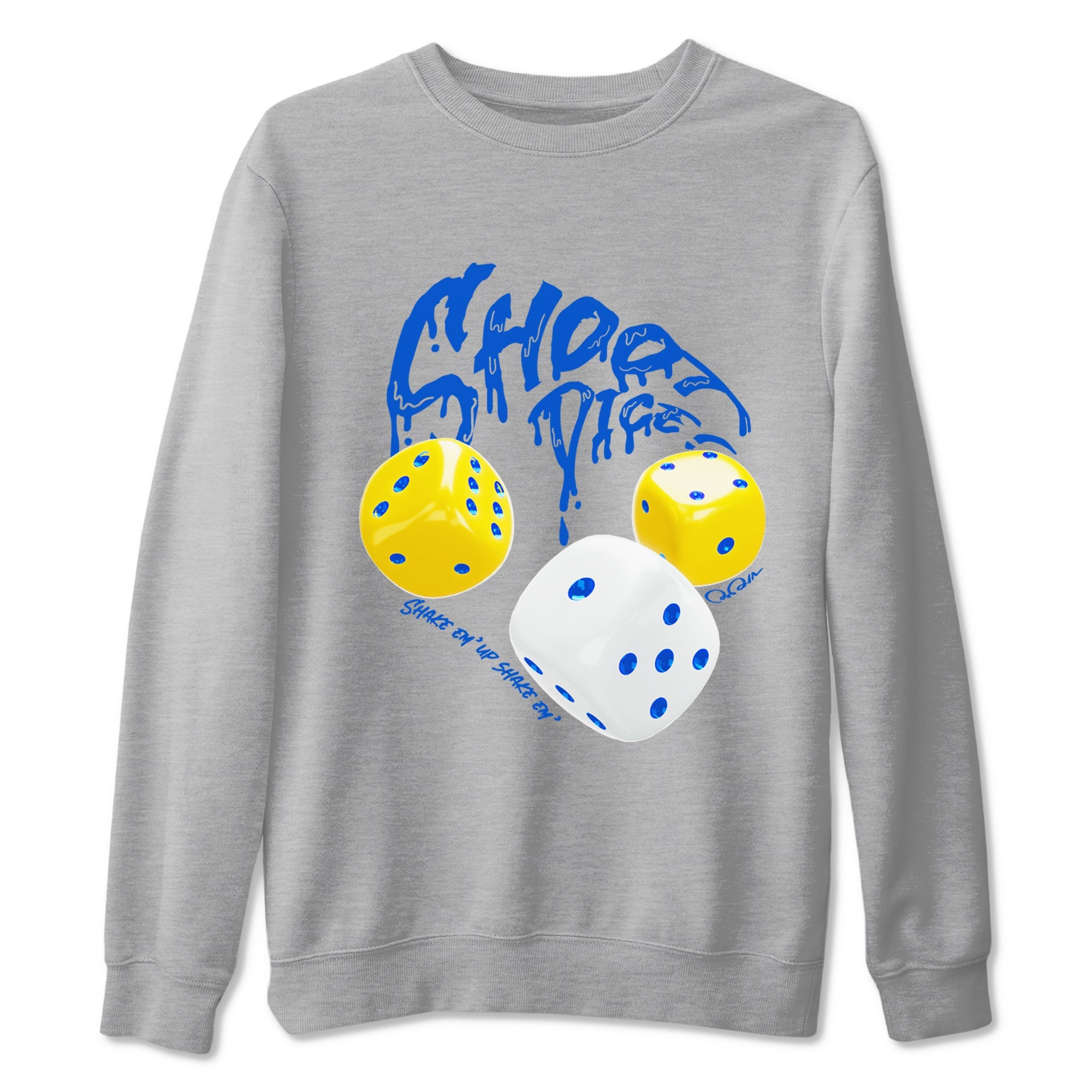 1s Travis Scott Canary shirt to match jordans Shoot Dice sneaker tees Air Jordan 1 Travis Scott Canary Drip Gear Zone unisex cotton Heather Grey 2 crew neck shirt