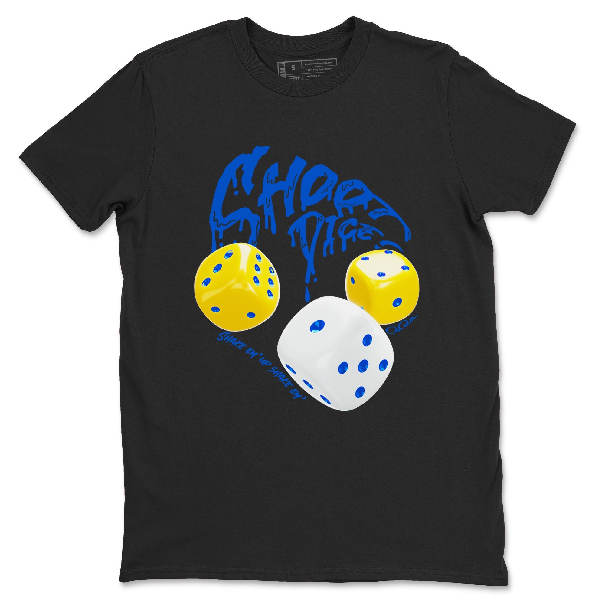 1s Travis Scott Canary shirt to match jordans Shoot Dice sneaker tees Air Jordan 1 Travis Scott Canary Drip Gear Zone unisex cotton Black 2 crew neck shirt