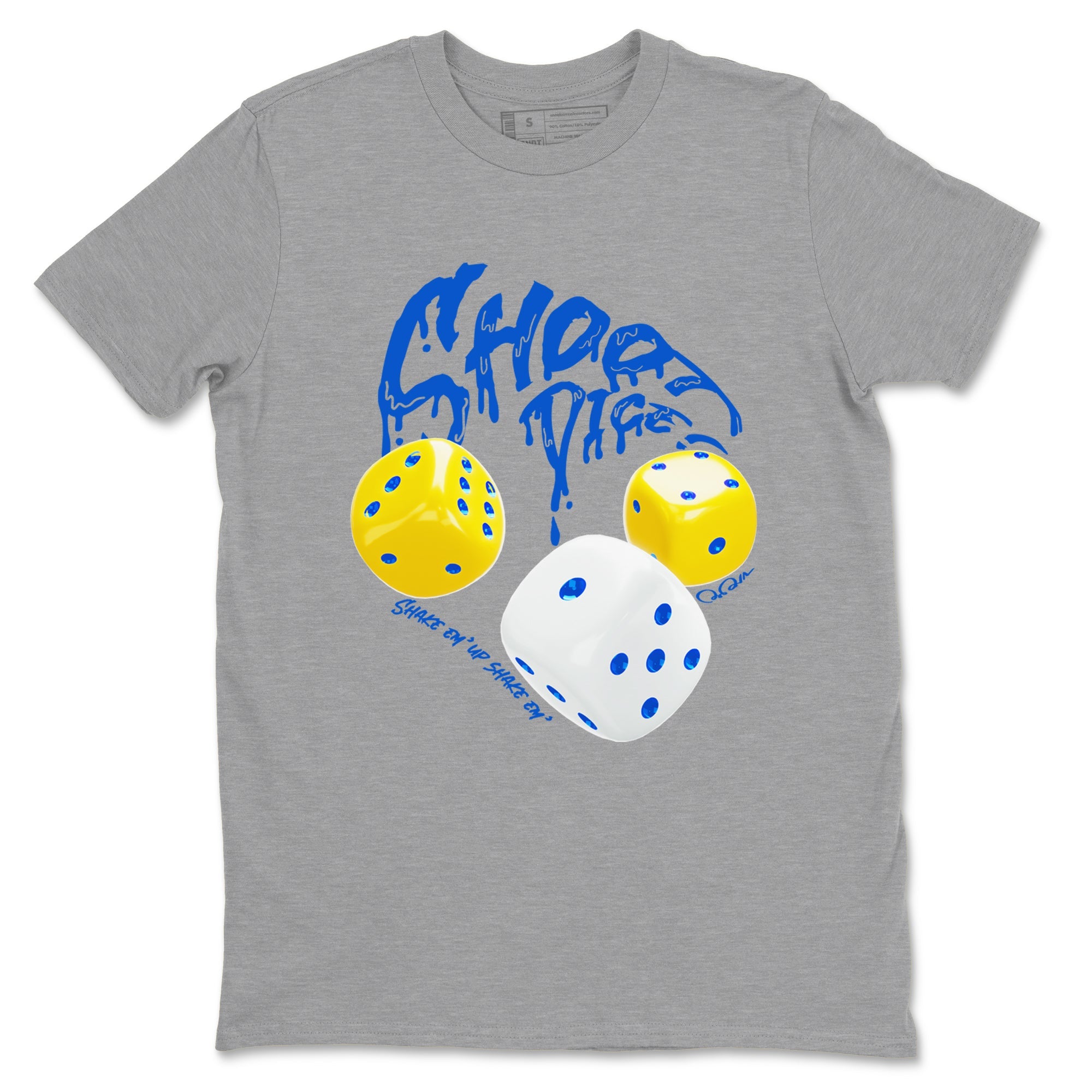 1s Travis Scott Canary shirt to match jordans Shoot Dice sneaker tees Air Jordan 1 Travis Scott Canary Drip Gear Zone unisex cotton Heather Grey 2 crew neck shirt