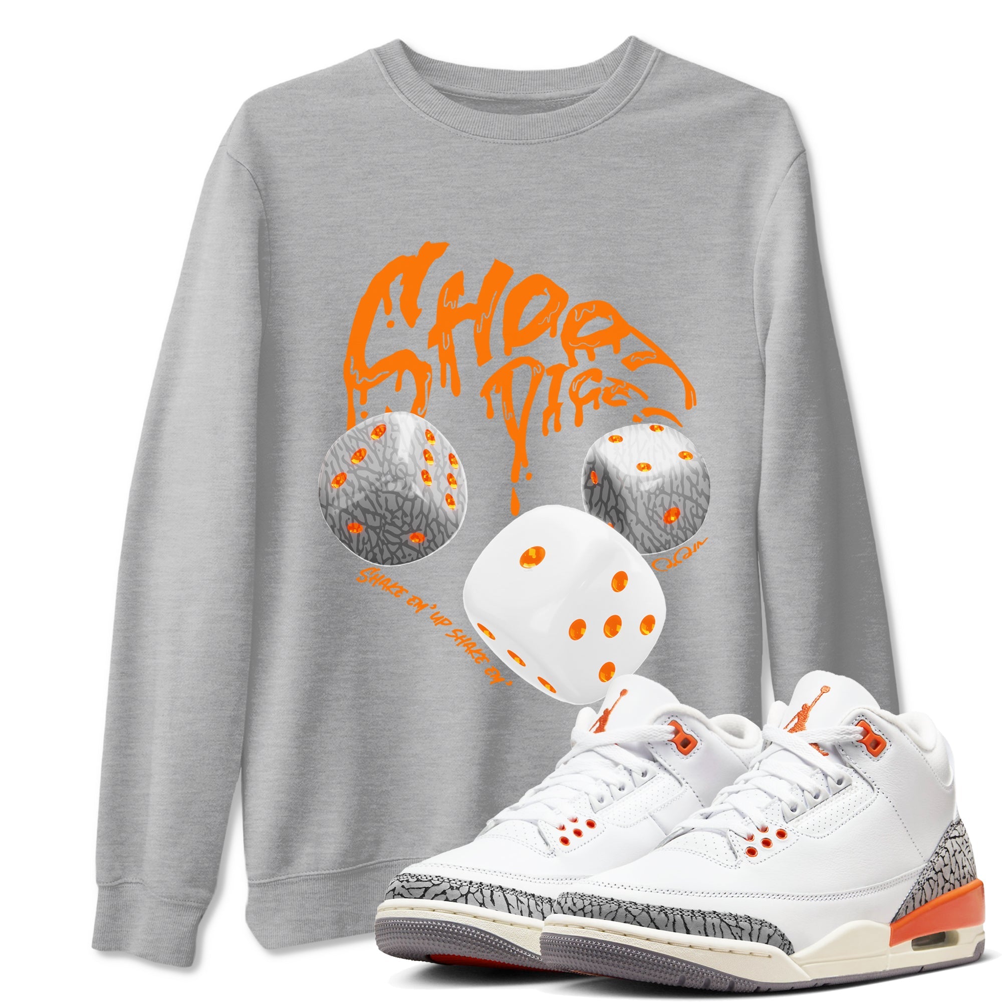 3s Georgia Peach shirt to match jordans Shoot Dice sneaker tees Air Jordan 3 Georgia Peach Drip Gear Zone unisex cotton Heather Grey 1 crew neck shirt