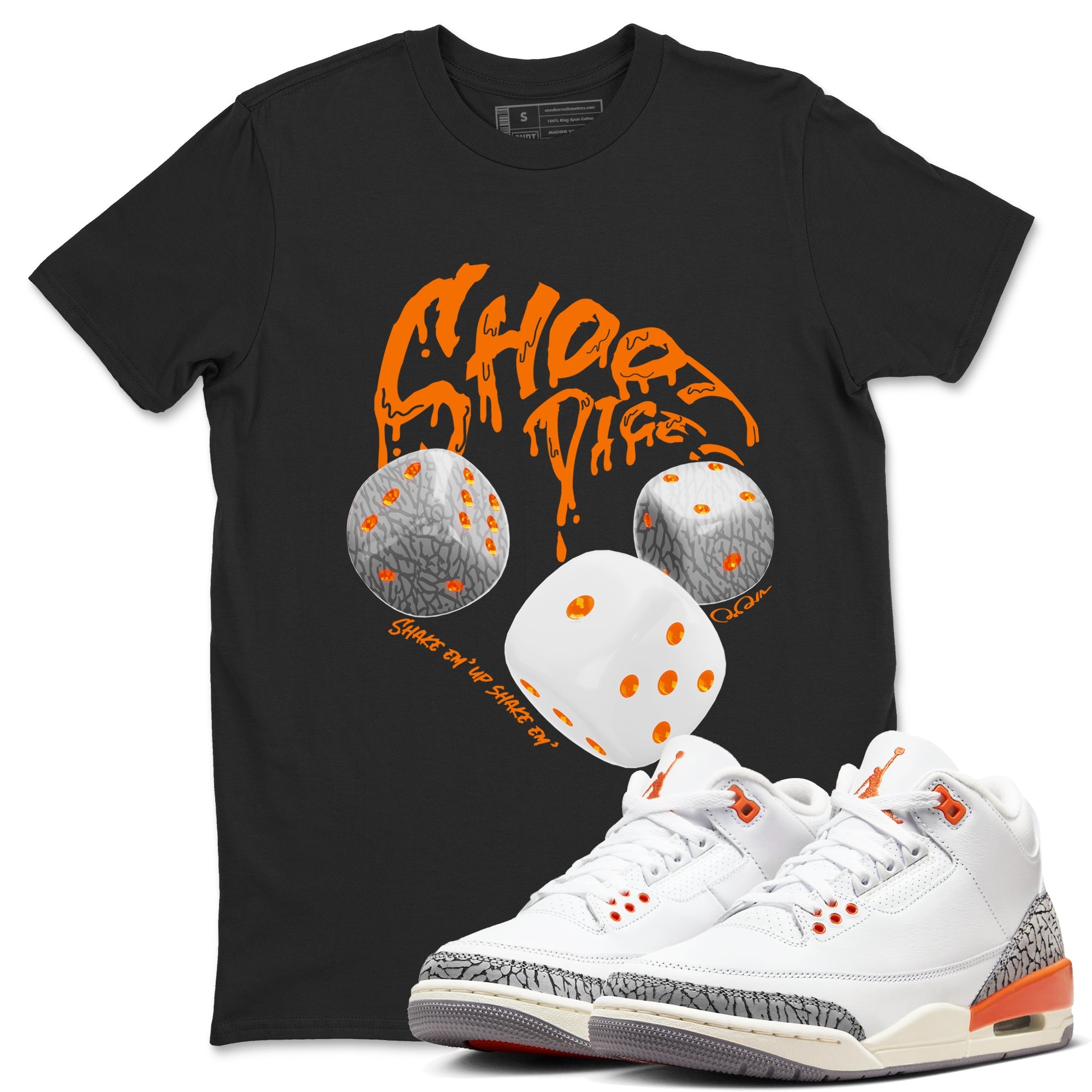3s Georgia Peach shirt to match jordans Shoot Dice sneaker tees Air Jordan 3 Georgia Peach Drip Gear Zone unisex cotton Black 1 crew neck shirt